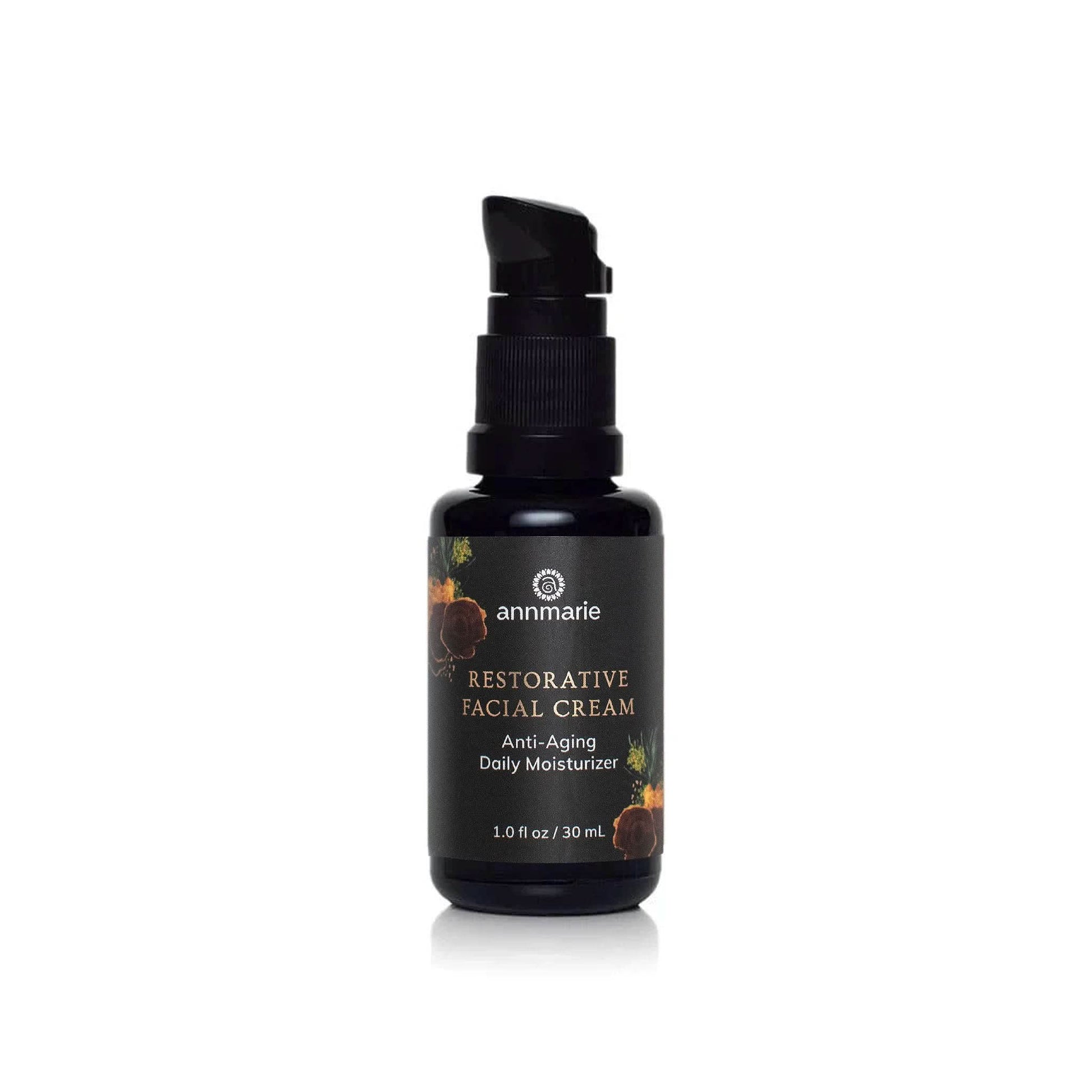 Restorative Facial Cream anti-aging daily moisturizer pump bottle on a clean white background.