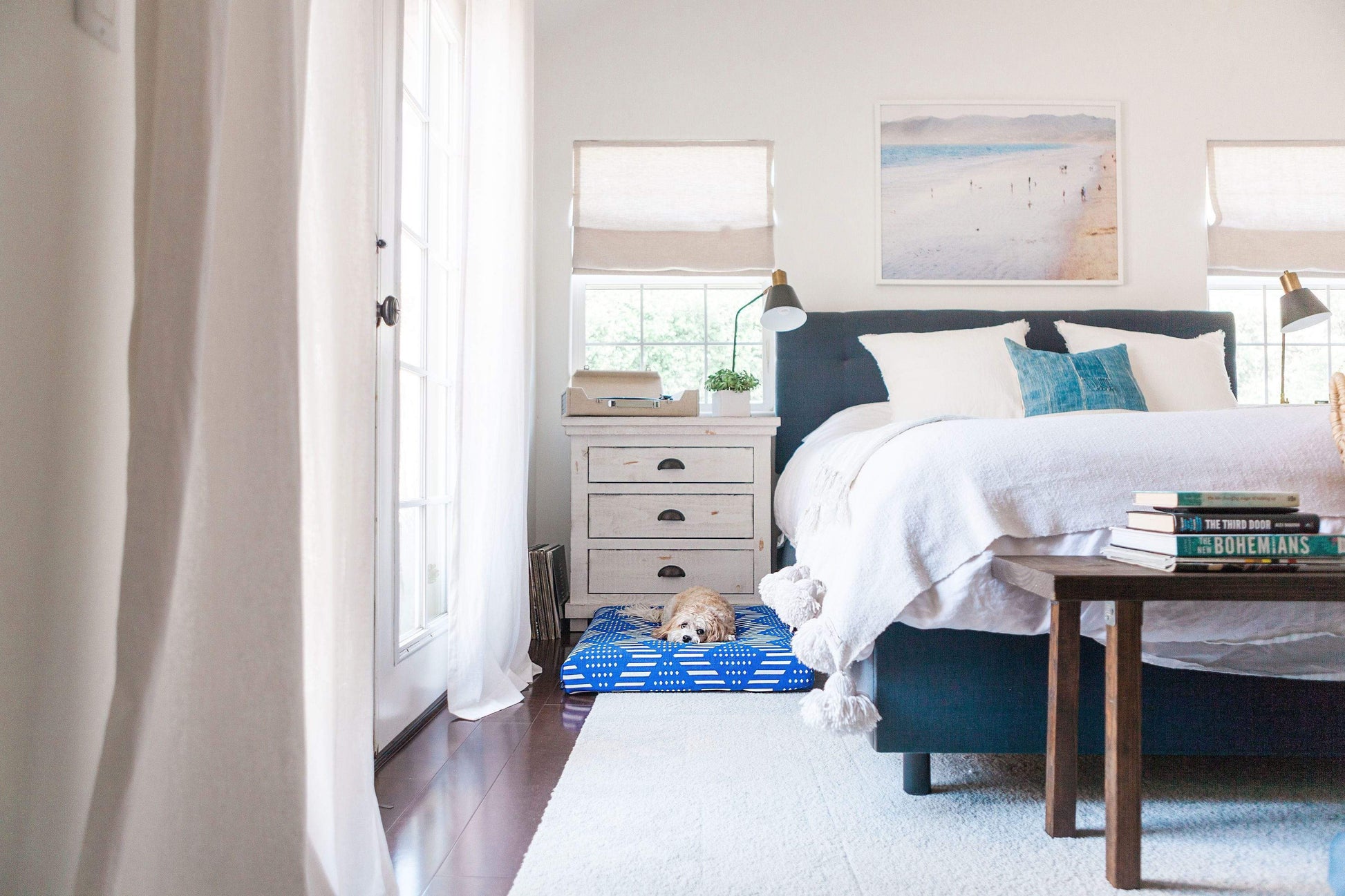 Laylo Pets Boho LAY LO Pets - Blue Bogolan Boho Dog Bed or Bed Cover Lay Lo Pets