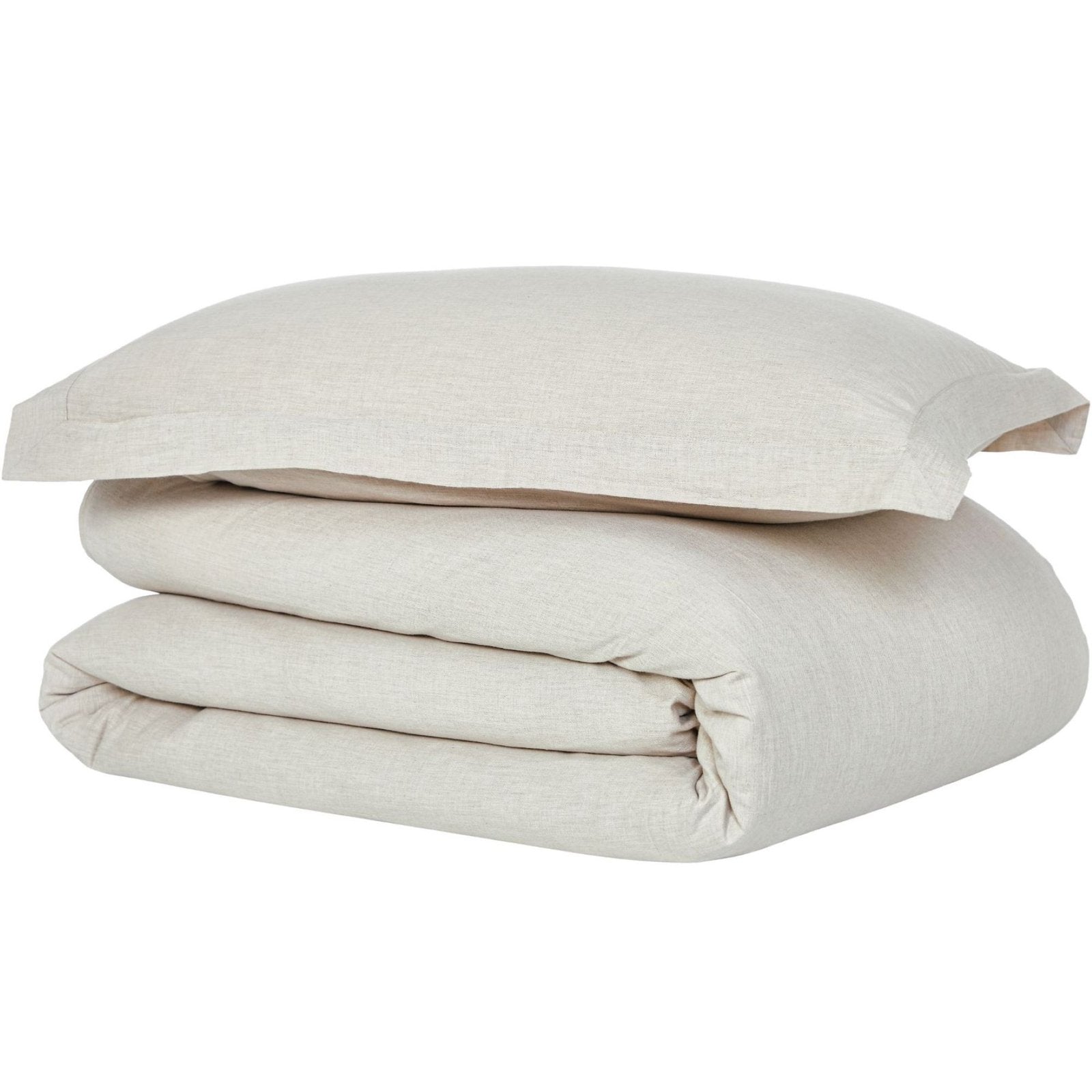 DT-036-9092_5|Neatly folded natural linen beige duvet cover set with one pillowcase, ready to bring comfort and style to your bed.