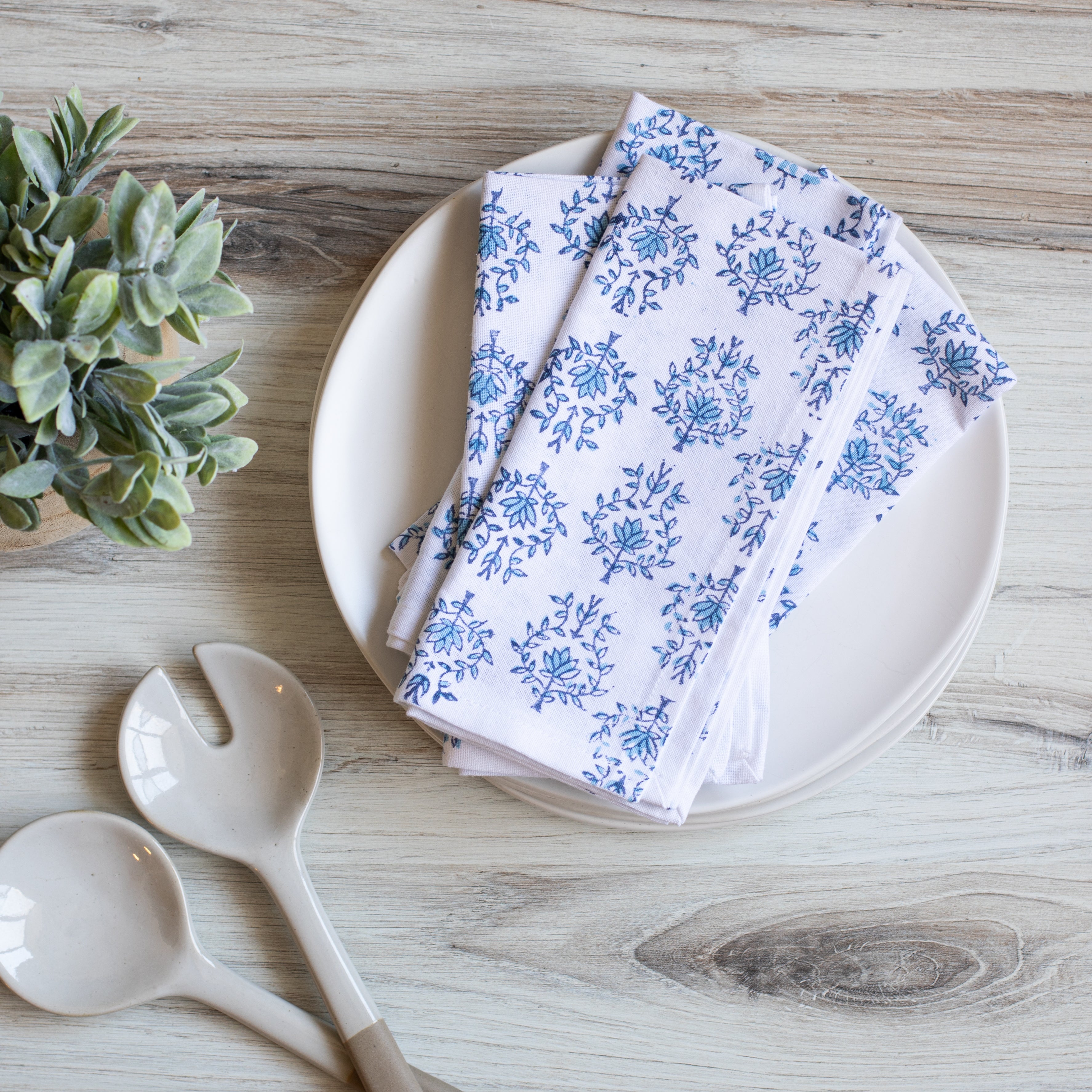 Organic Napkins (set of 4) - Lotus, Navy & Uniform Blue
