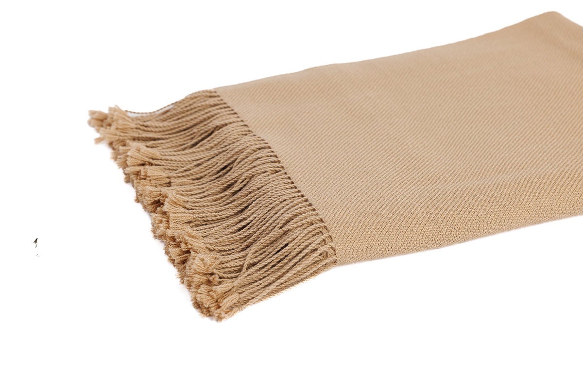 tan throw blanket with fringe