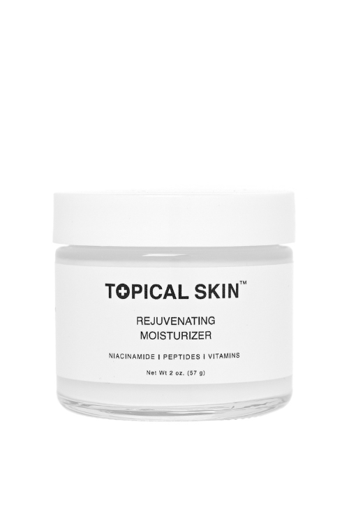 Rejuvenating Moisturizer TOPICAL SKIN clean dermaceuticals moisturizer in white jar, niacinamide peptides and vitamins
