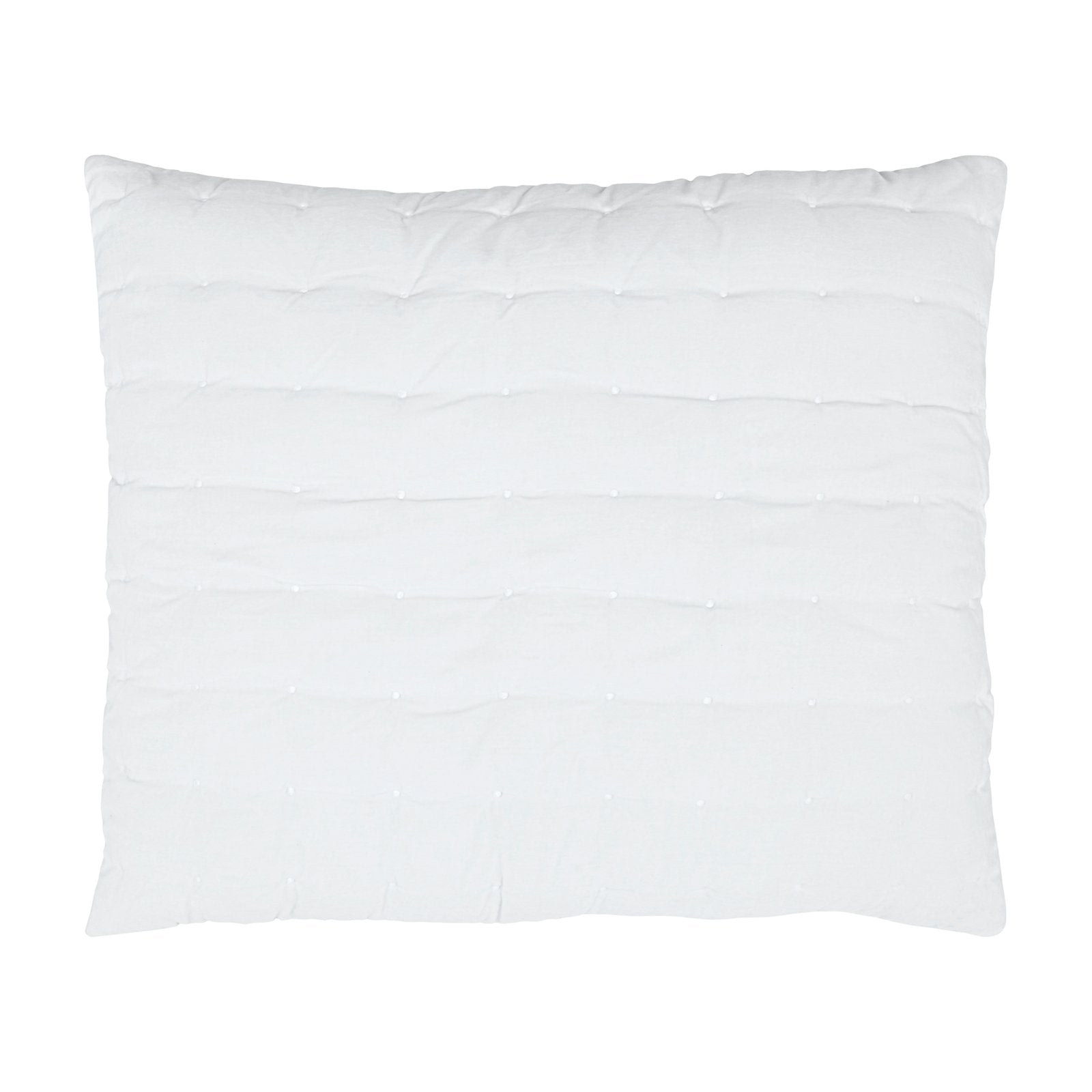 DE-353-3137_1|Clean white tufted quilt with horizontal channel stitching and dotted texture, perfect for a cozy modern bed.