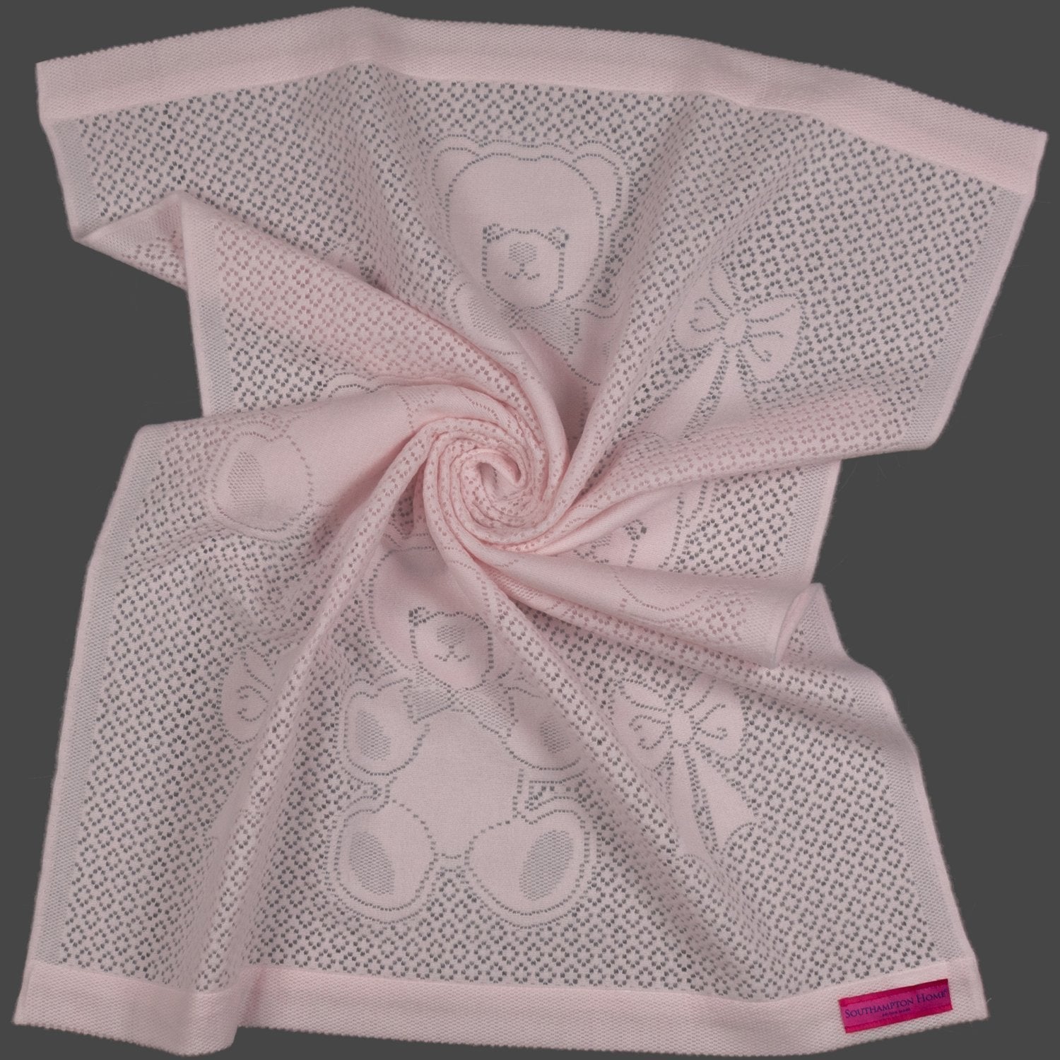 Southampton Home Lace Weave Bears & Bows Baby Blanket ~ Pink ~-Gifts-00810032751401-{sku]-Prince of Scots