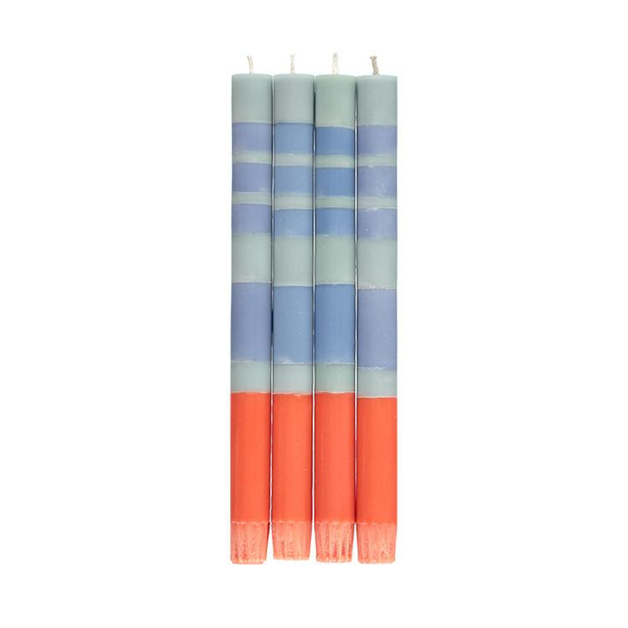 S/4 Striped Opaline, Pompadour & Rust Dinner Candles