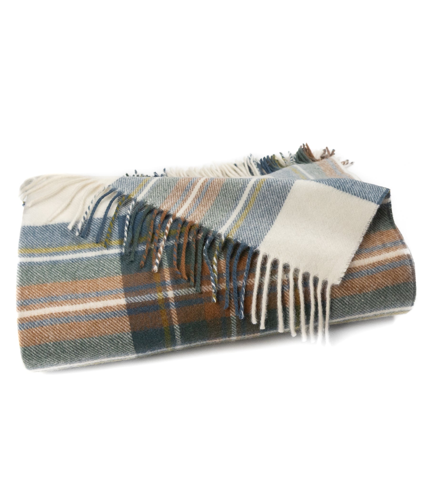 Highland Tartan Tweed Merino Wool Throw ~ Muted Blue Stewart ~-Throws and Blankets-[bar code]-Prince of Scots