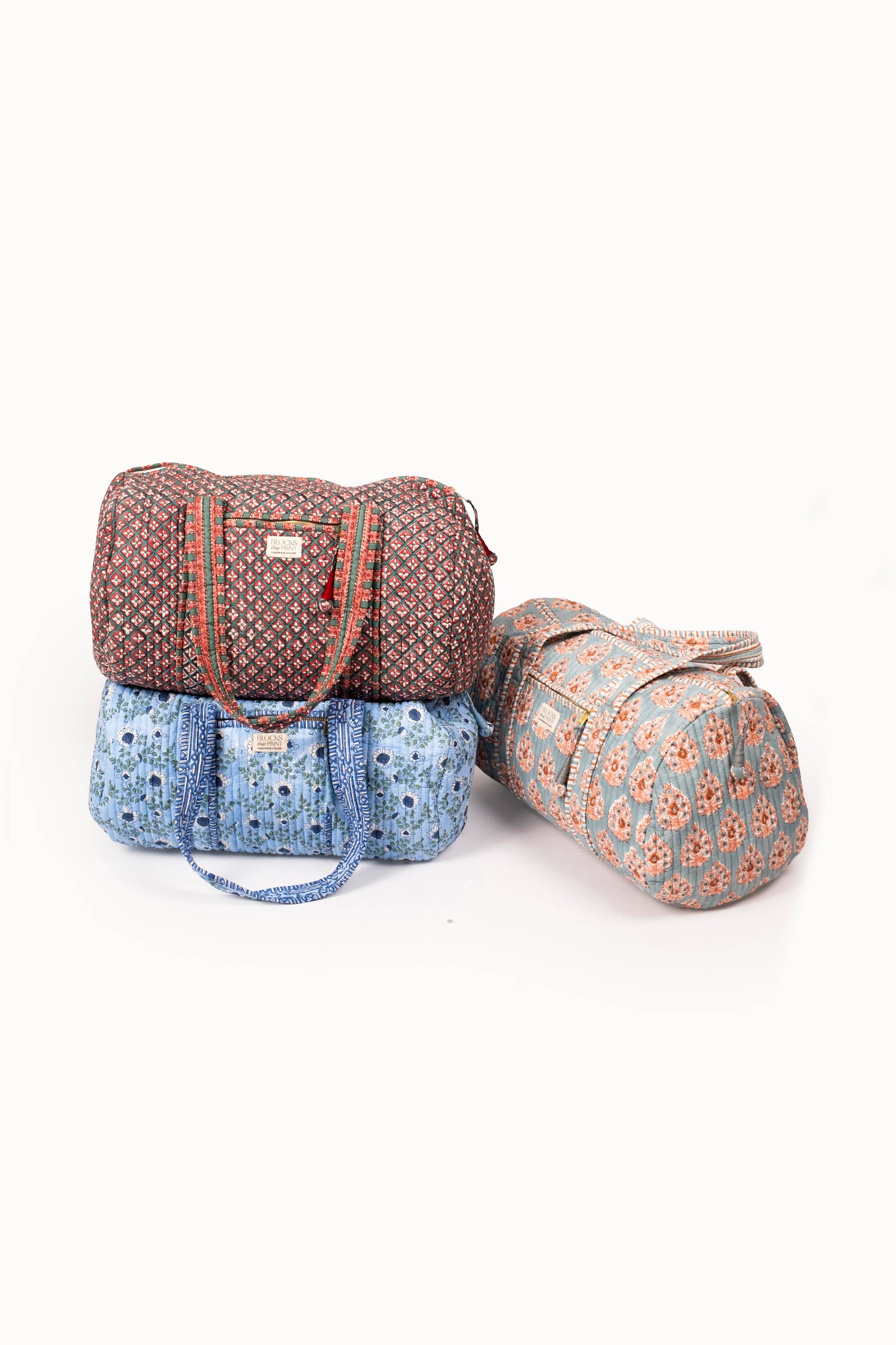 Holly & Berry Crimson Block Print Quilted Duffle Bag