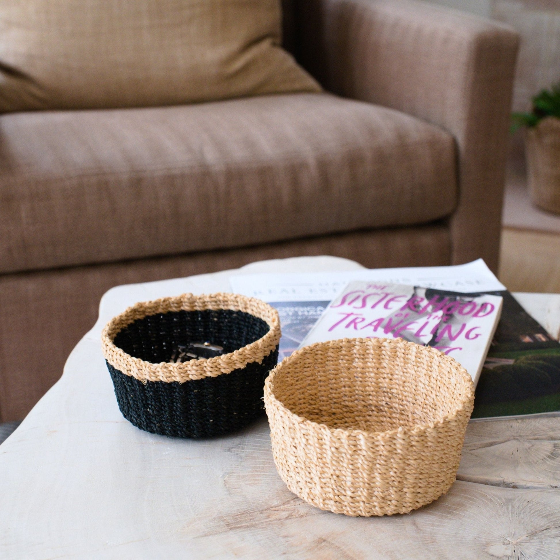 Baskets - Black Small Round Tray - Mini Trinket Basket | LIKHÂ - LIKHÂ