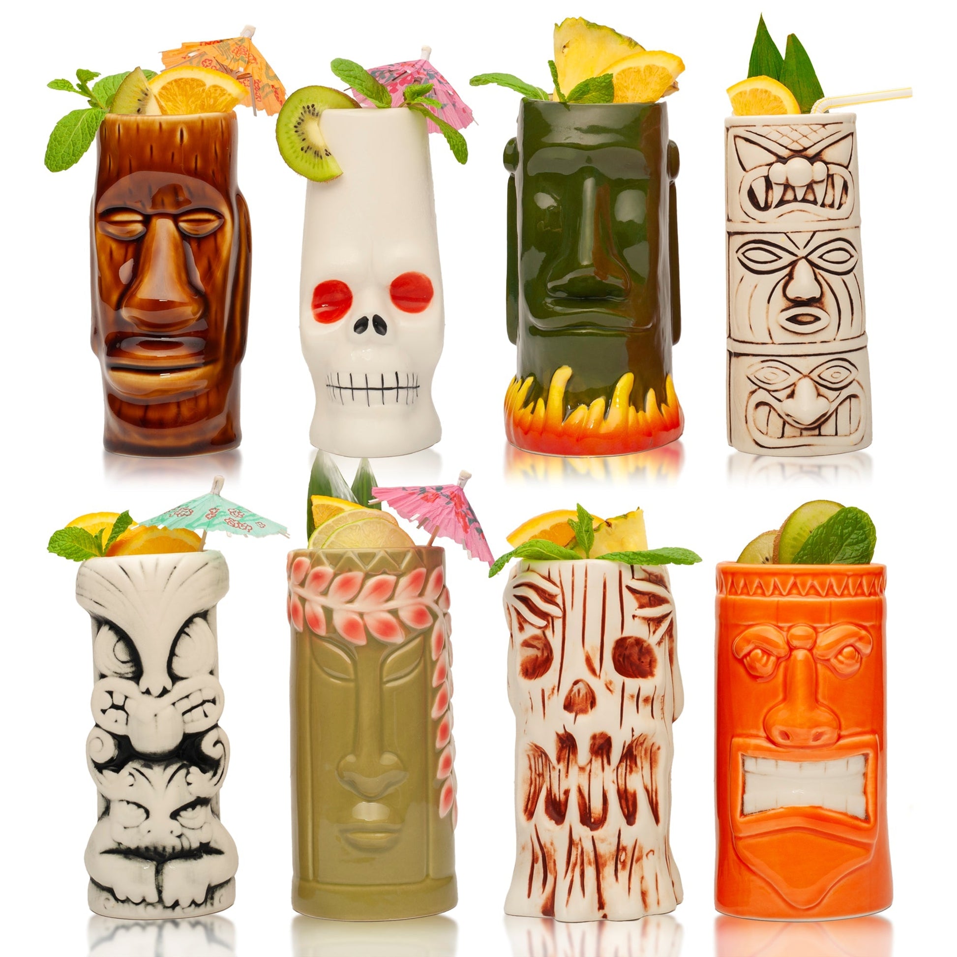 Ceramic Tiki Glasses, Set of 8 - Buy Exotic Ceramic Tiki Mugs