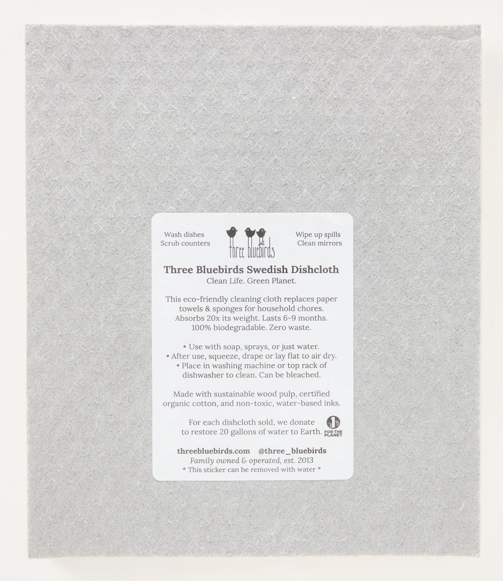 Back of Grey Swedish Dishcloth