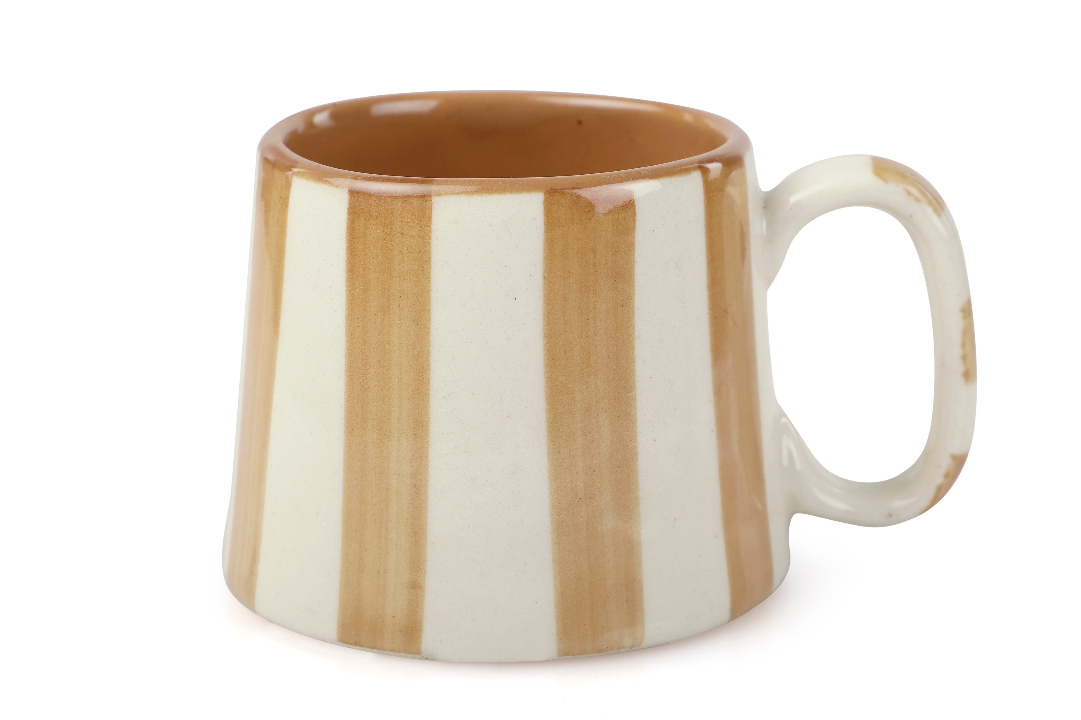Ceramic Brown Stripe Coffee Cup - Thumbnail 3