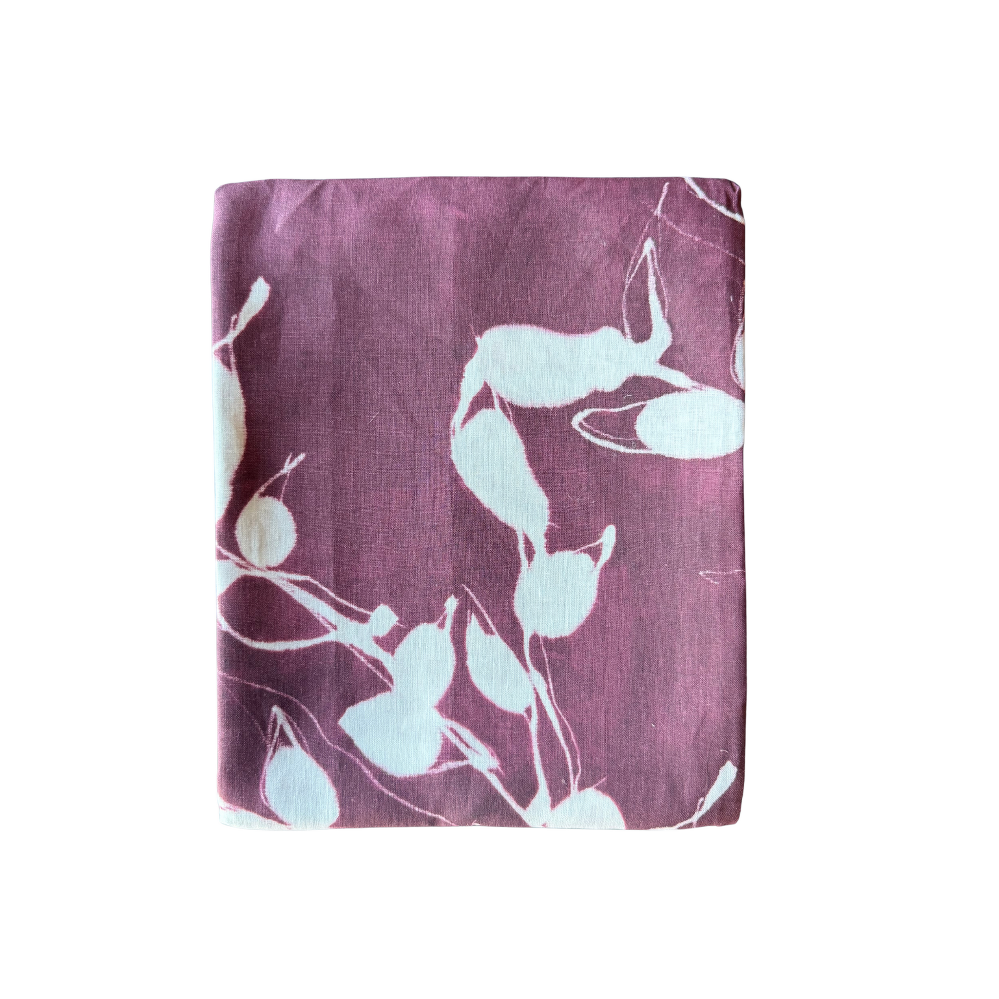 Porto Print Aubergine linen tablecloth styled on dining table - Goldie Home