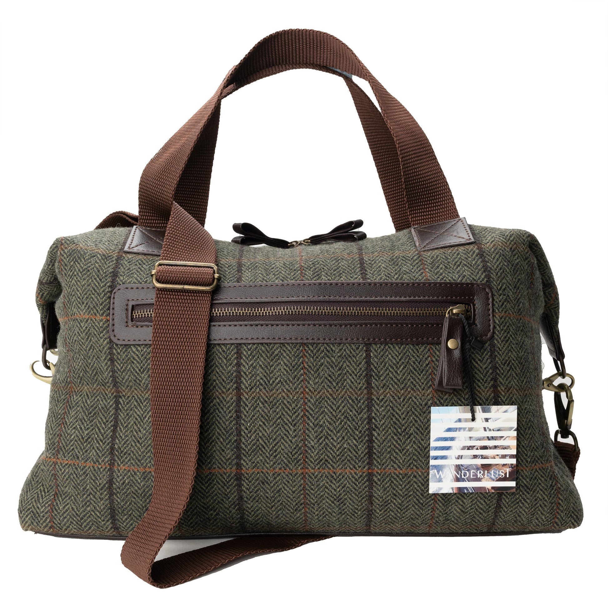 WANDERLUST Highland Tweeds Weekender Bag ~ Olive ~-Luggage-[bar code]-OliveTweedBag-Prince of Scots