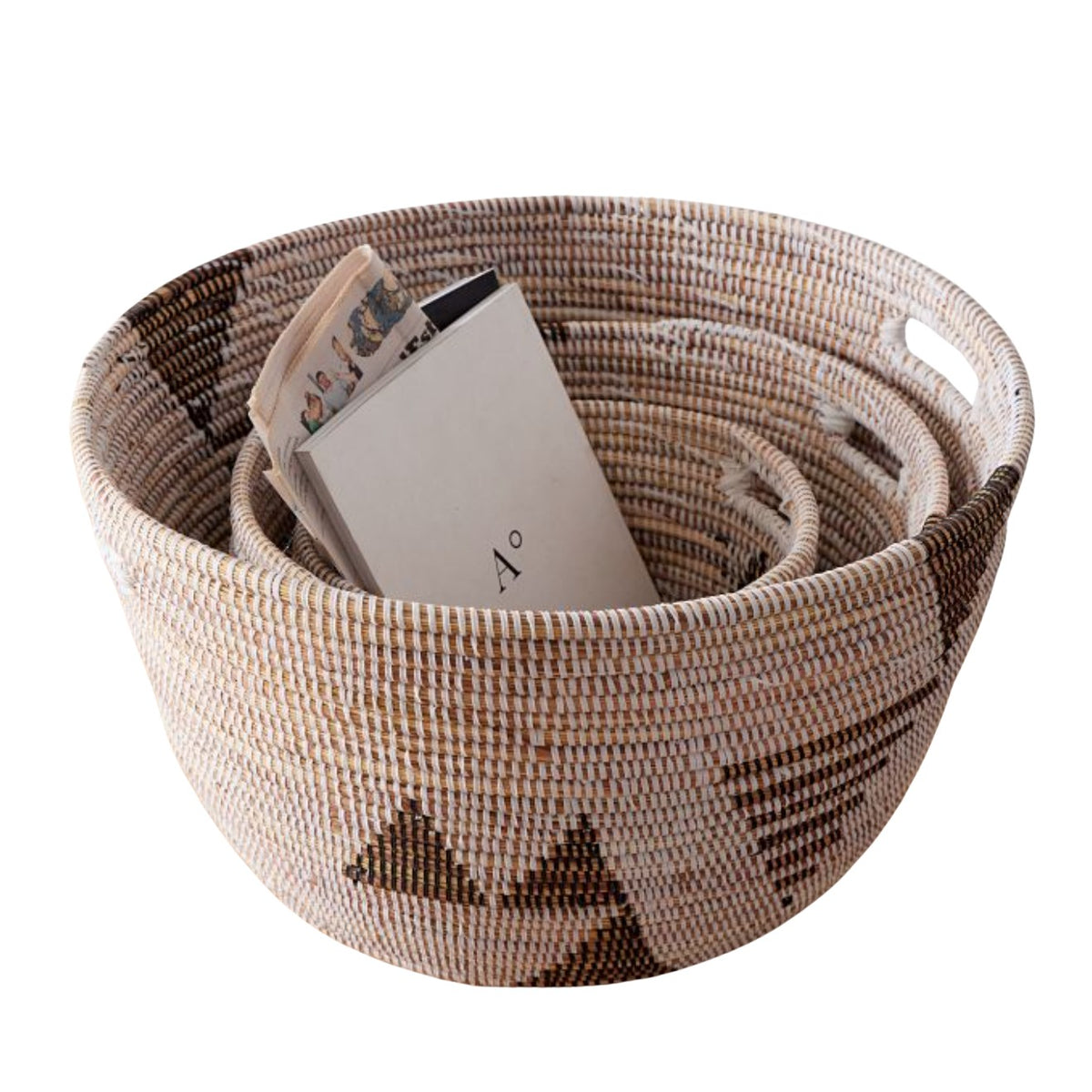 Oval Storage Basket Graphic Print Black and White - Set of 3