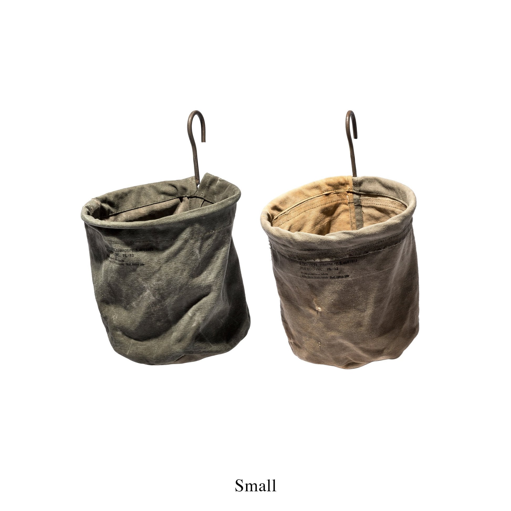 Vintage Tent Fabric Hook Basket 2