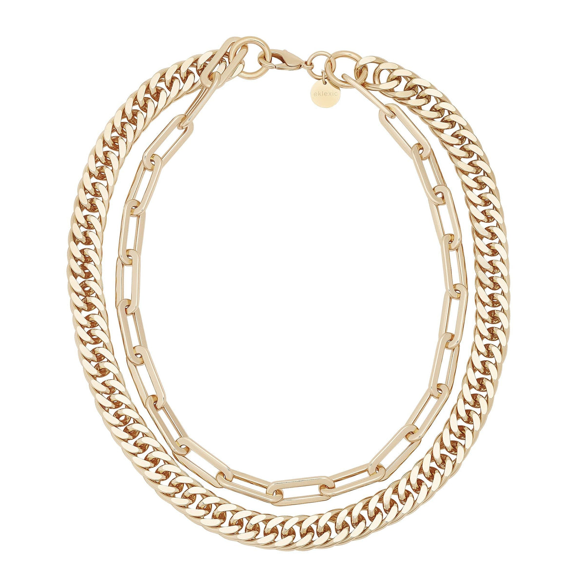 Gold-toned Double Layer Wren Necklace with double-strand chain design