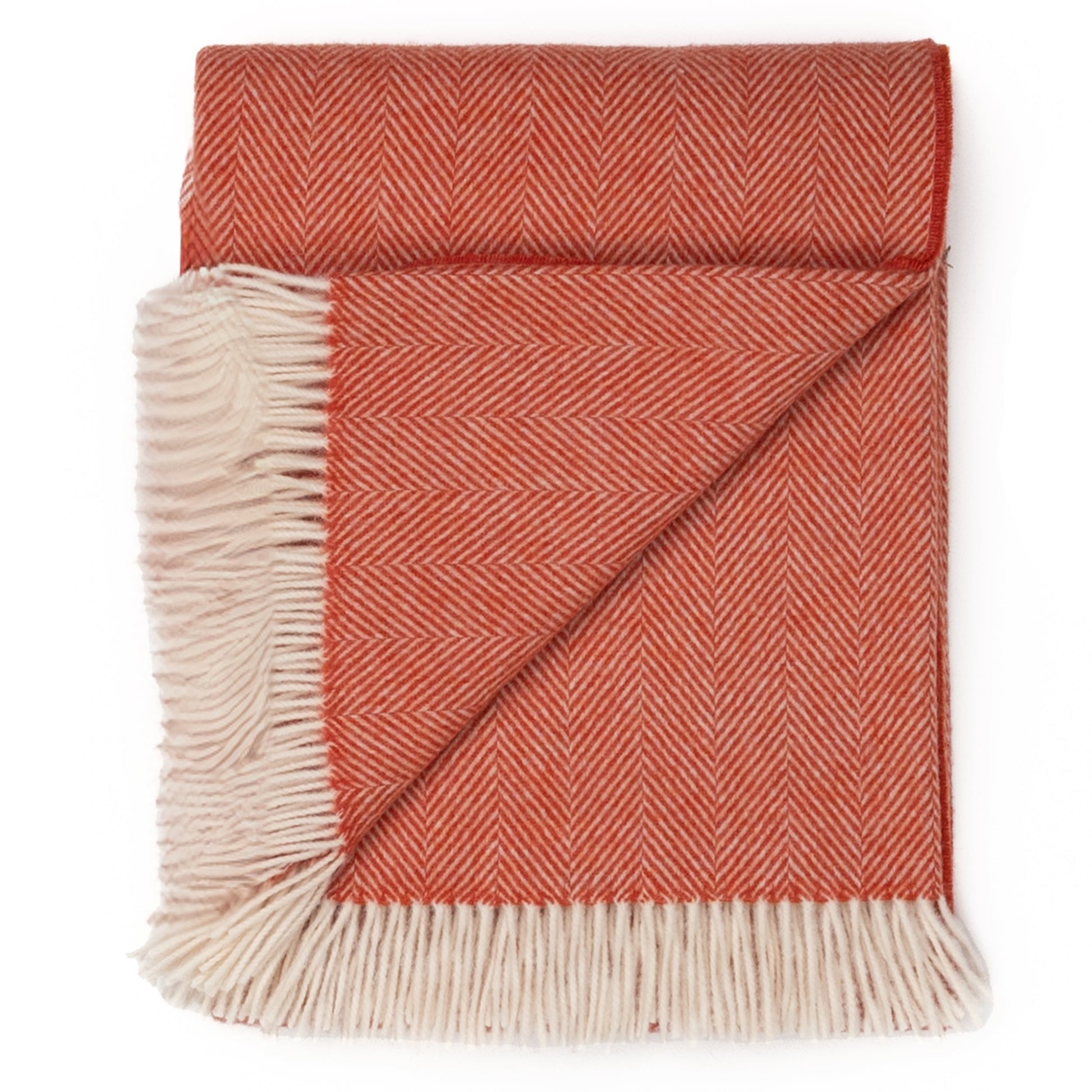 Southampton Home Merino Wool Herringbone Throw (Melon)-Throws and Blankets-[bar code]-Prince of Scots