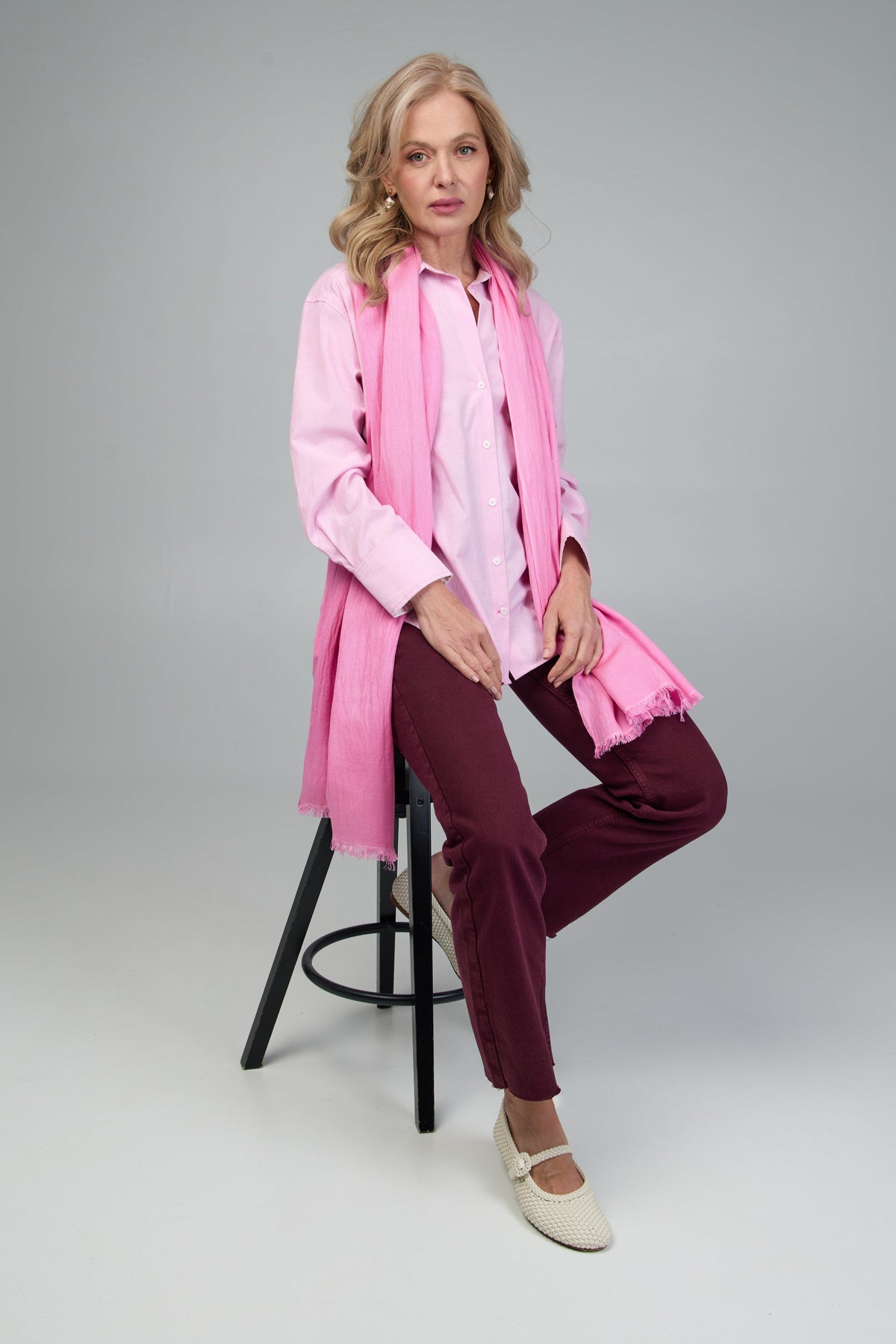 Eyelash Fringed Cashmere Scarf - Fuchsia