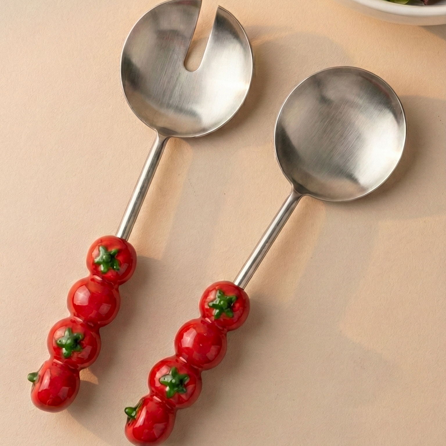 S/2 Salad Server with Tomato Handle