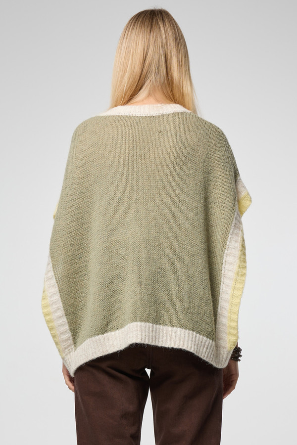 Colorblock Knit Sweater Vest - Moss