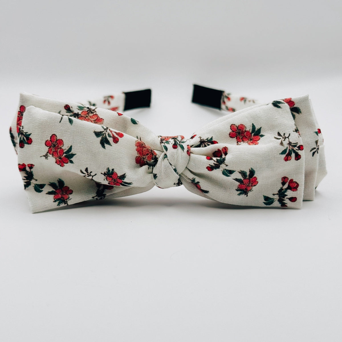 Three Little Bows Headband- Red Hypericum
