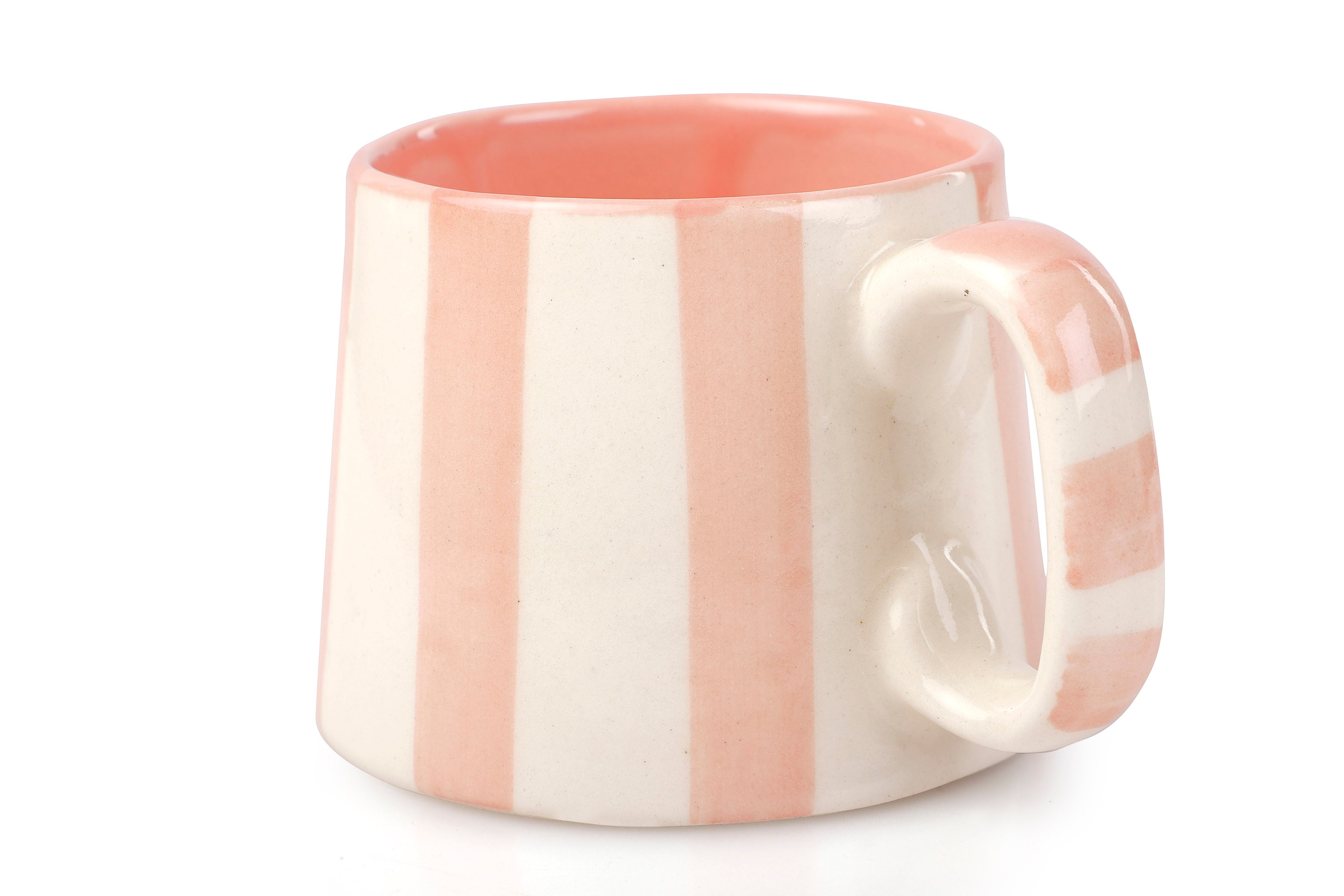 Ceramic Pink Stripe Coffee Cup - Thumbnail 3