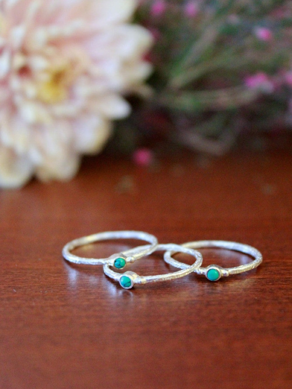 Sterling silver stacking ring set turquoise | Fair Anita