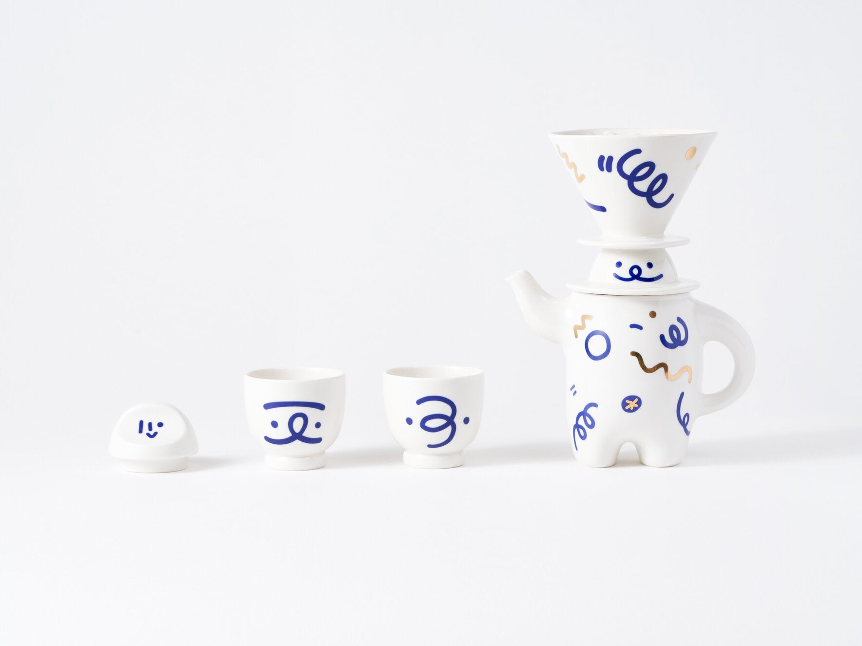 WEKUKU Brew Buddy - Elegant Porcelain Teapot & Coffee Pot (White)