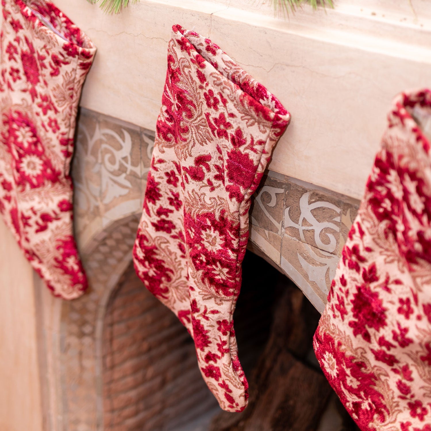 Upcycled Christmas Stocking - Fuchsia Velvet