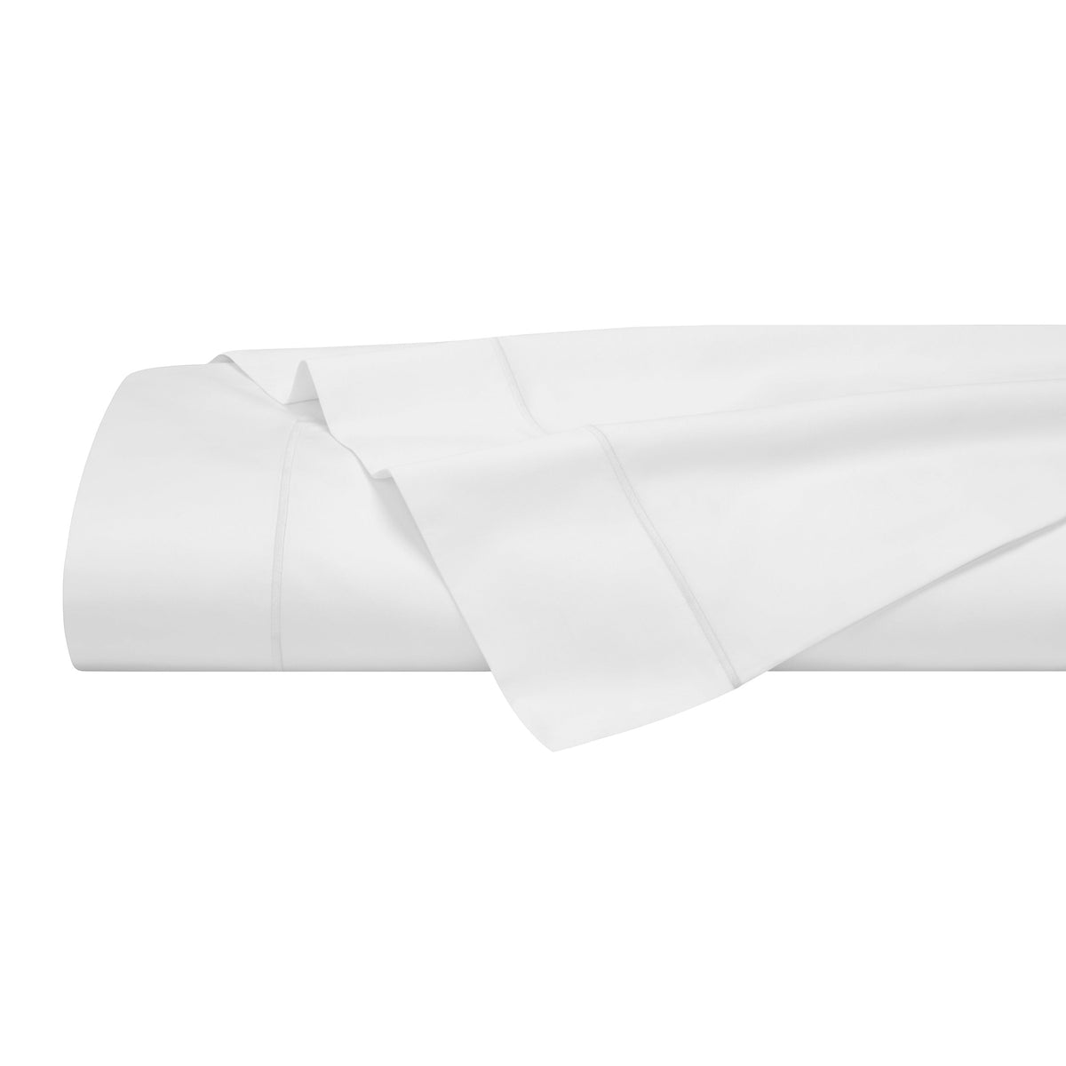 TFL-546-3980_5|Crisp white 100% cotton sateen sheets folded. Premium, soft, breathable hotel quality bedding for serene sleep.