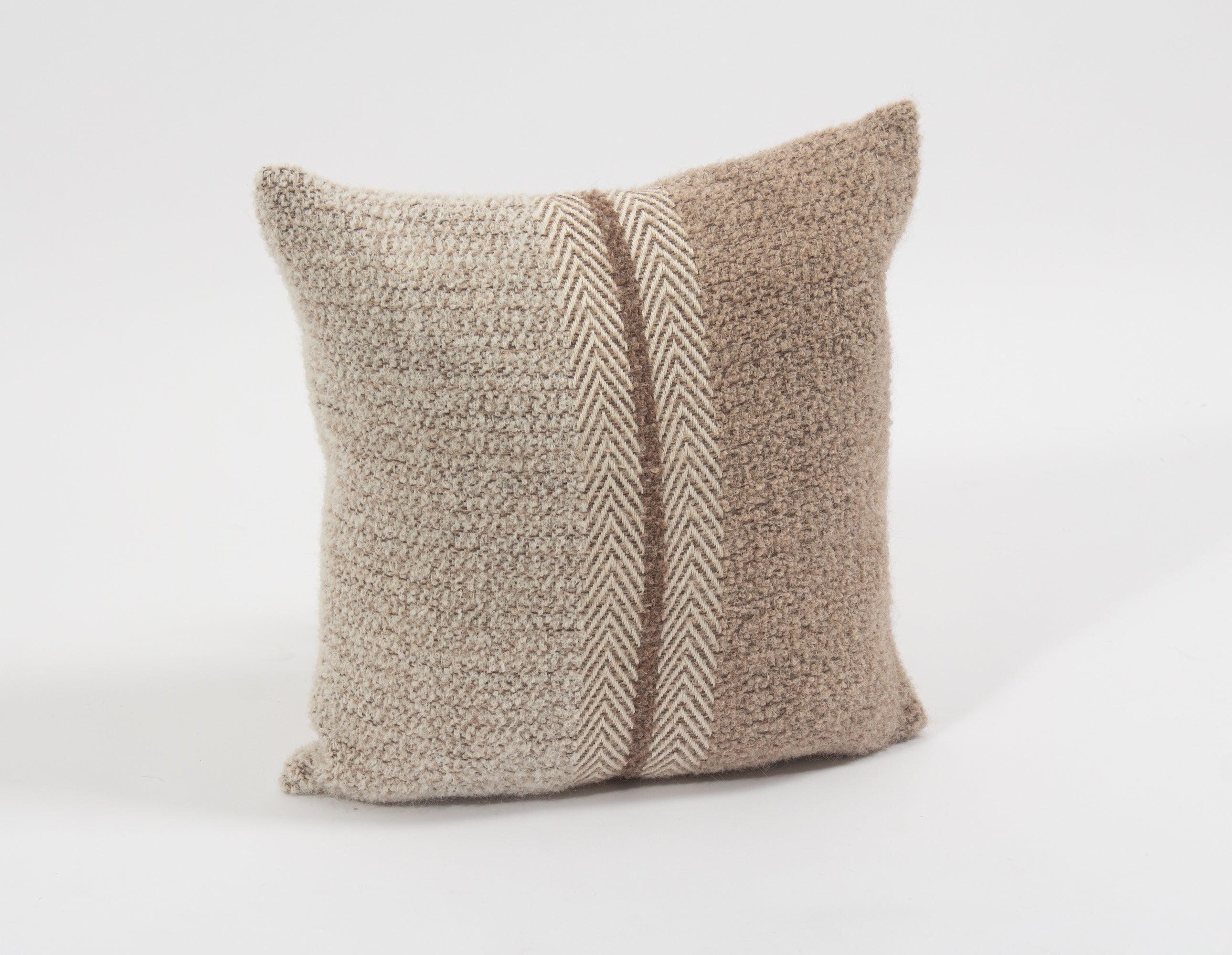 Handwoven Boucle Alpaca Pillow Cover - Brown
