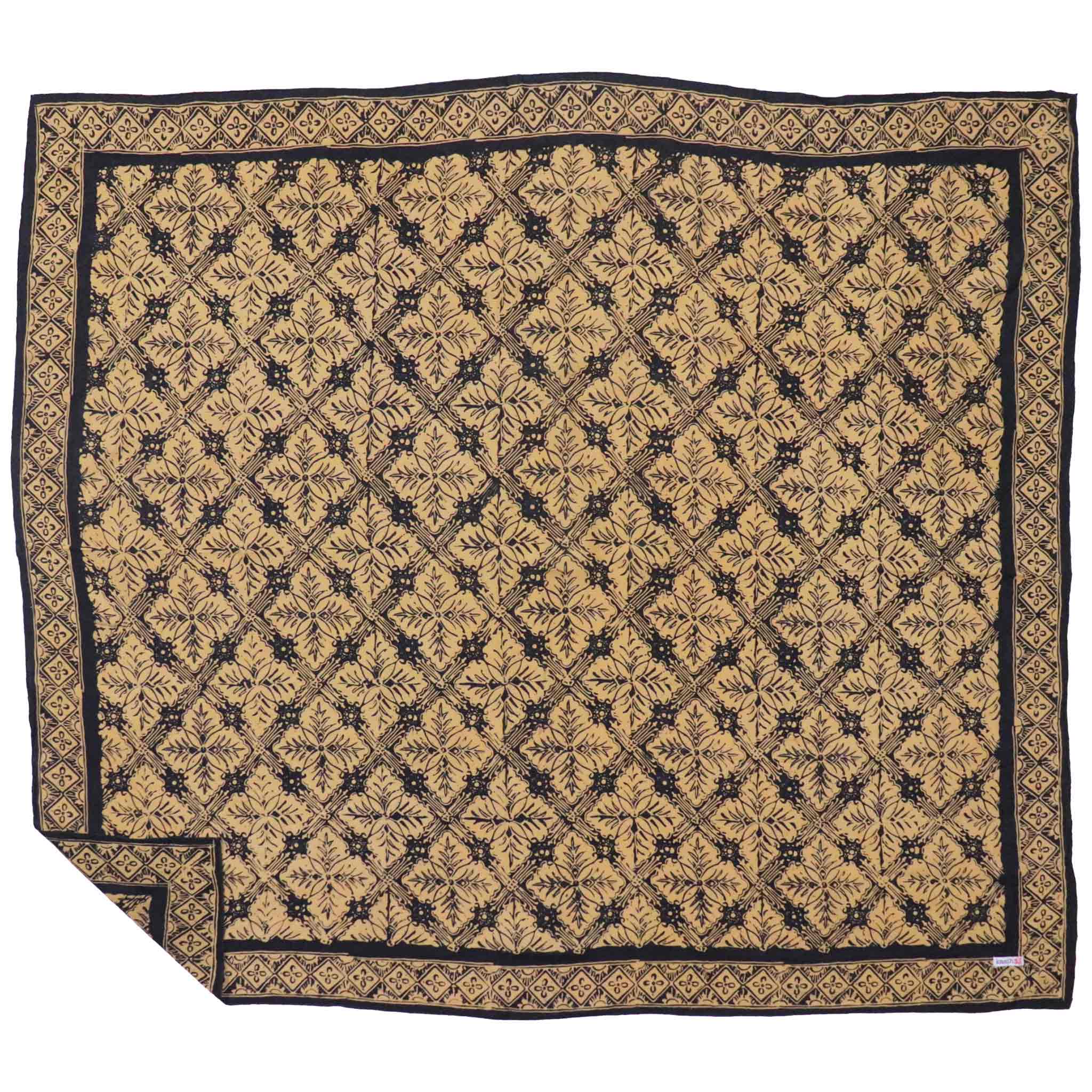 Large 39", Hand Dyed Batik Bandana, Harvest, Brown Black, Oversized, XL