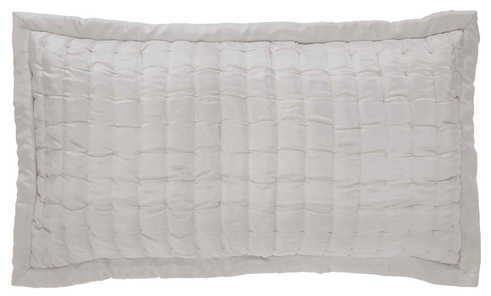 KS-334-2036_1|Soft light grey quilt pillow sham with a subtle square grid quilting pattern, perfect for a modern bedroom decor.