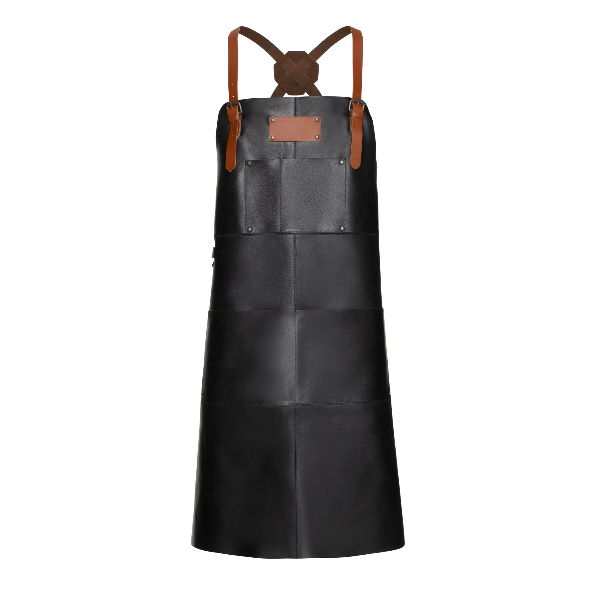 Theodore Black Leather Apron with straps