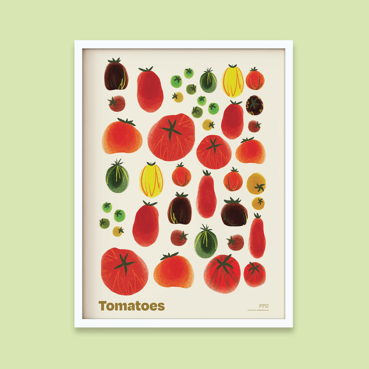 Artistic Illustration of Tomatoes - White Wood Frame Poster