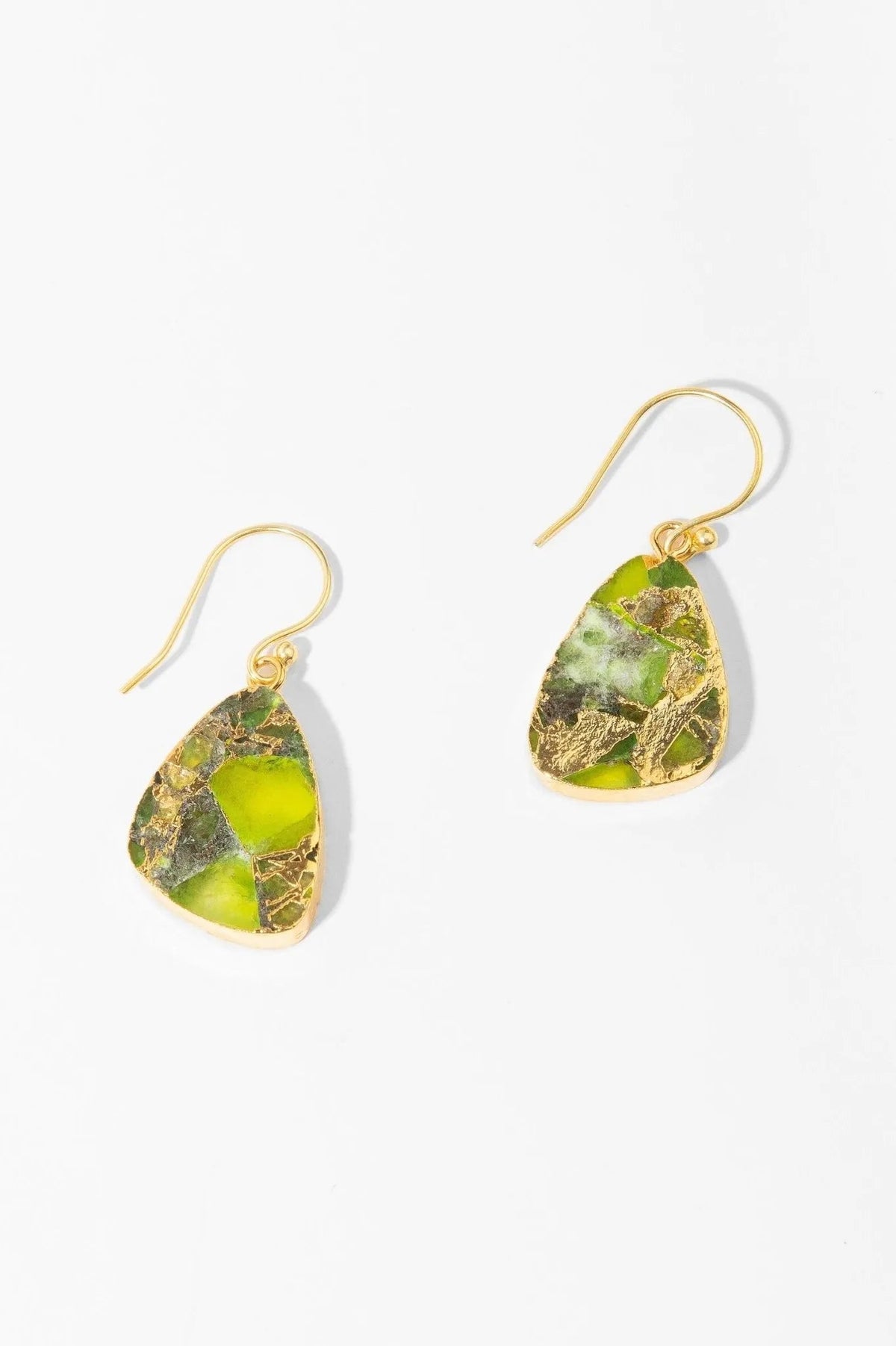 Mojave Triangle Mixed Gemstone Earring Green Yellow
