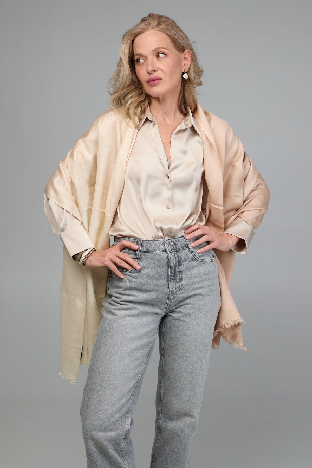 Cashmere Silk Scarf Ombre - Seashell