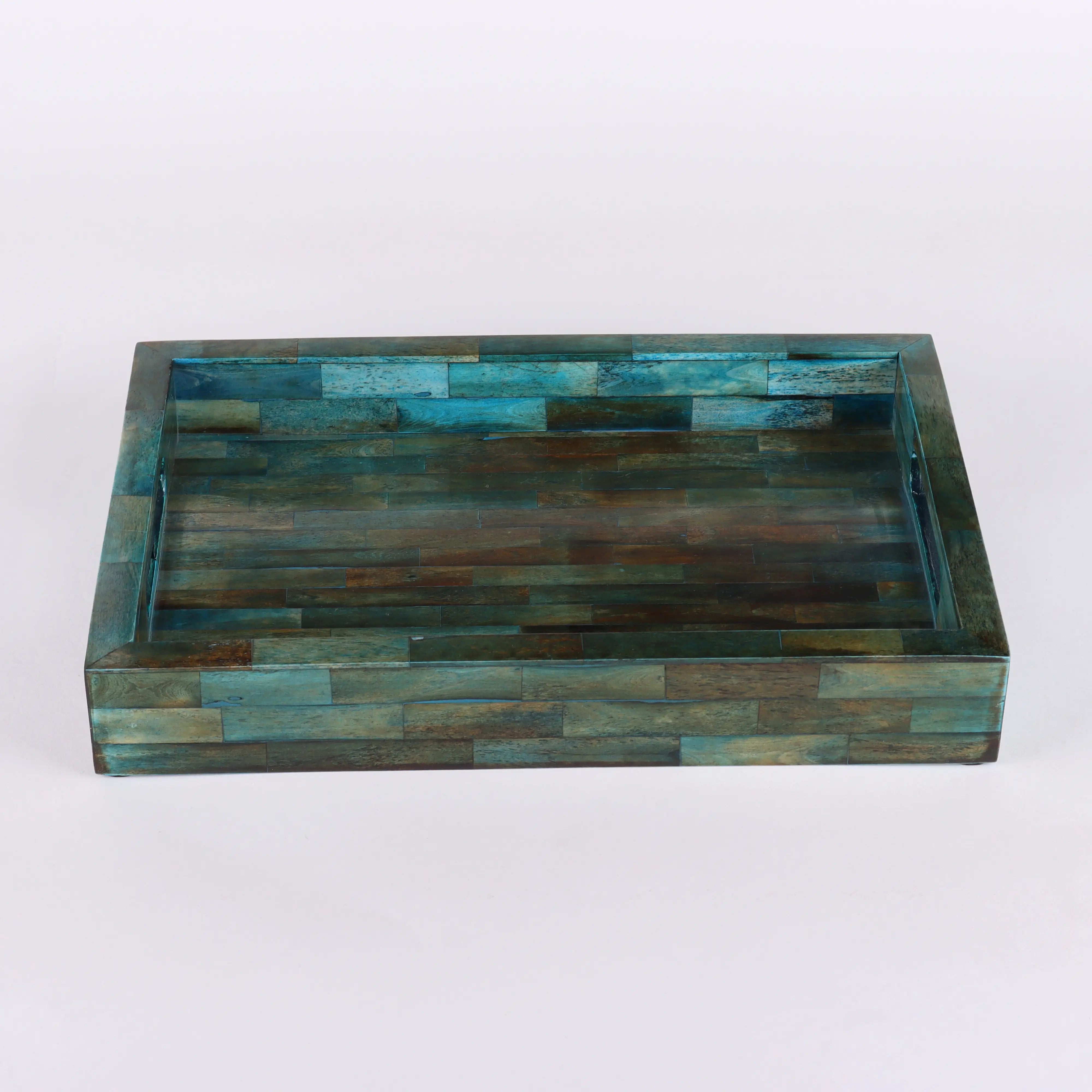 Decorative Tray Verdigris Pattern Bone Inlay Collection in 3 Sizes
