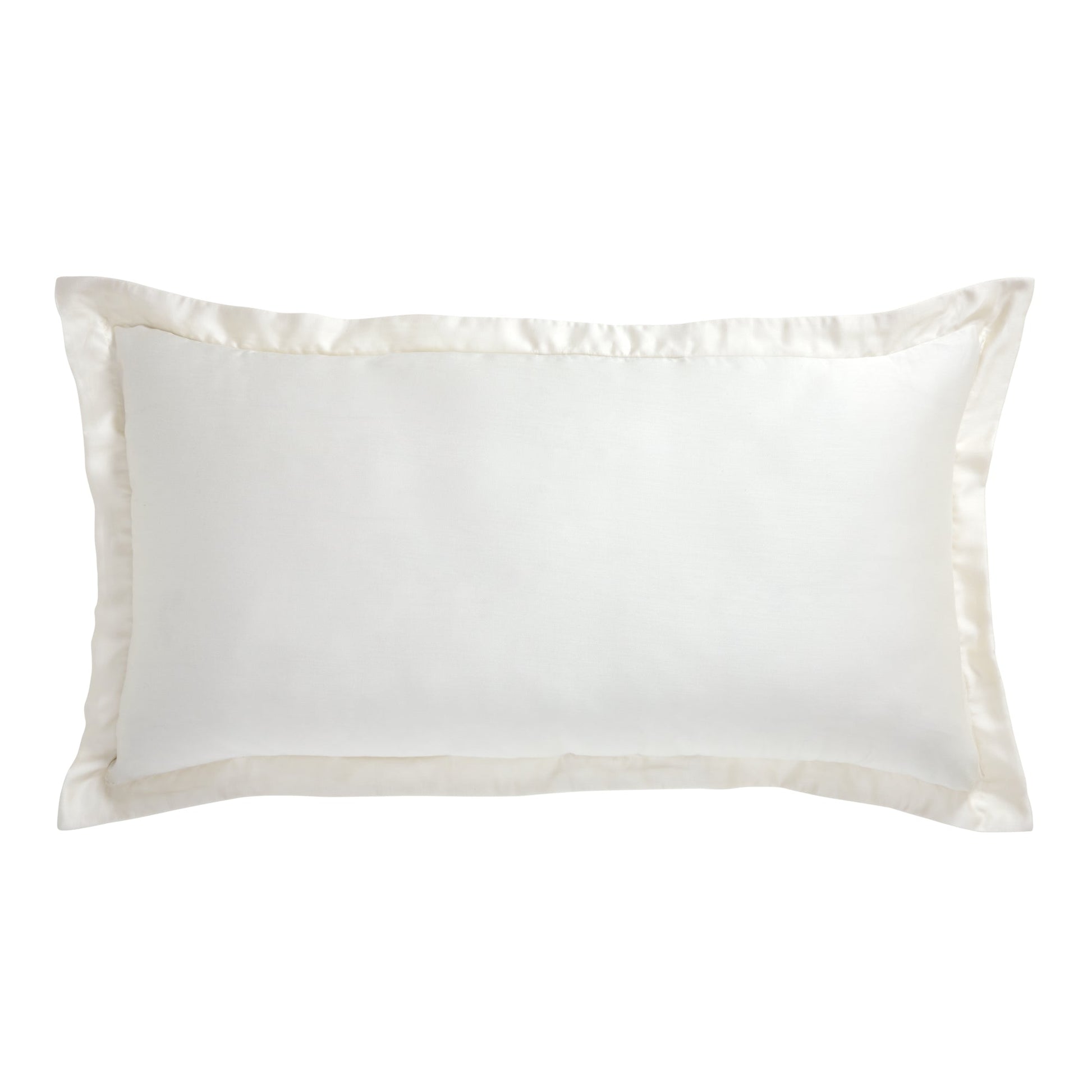 KS-046-2036_1|Luxurious ivory satin duvet cover, silky smooth finish, wide flanged edge, opulent and elegant addition to any bedroom.