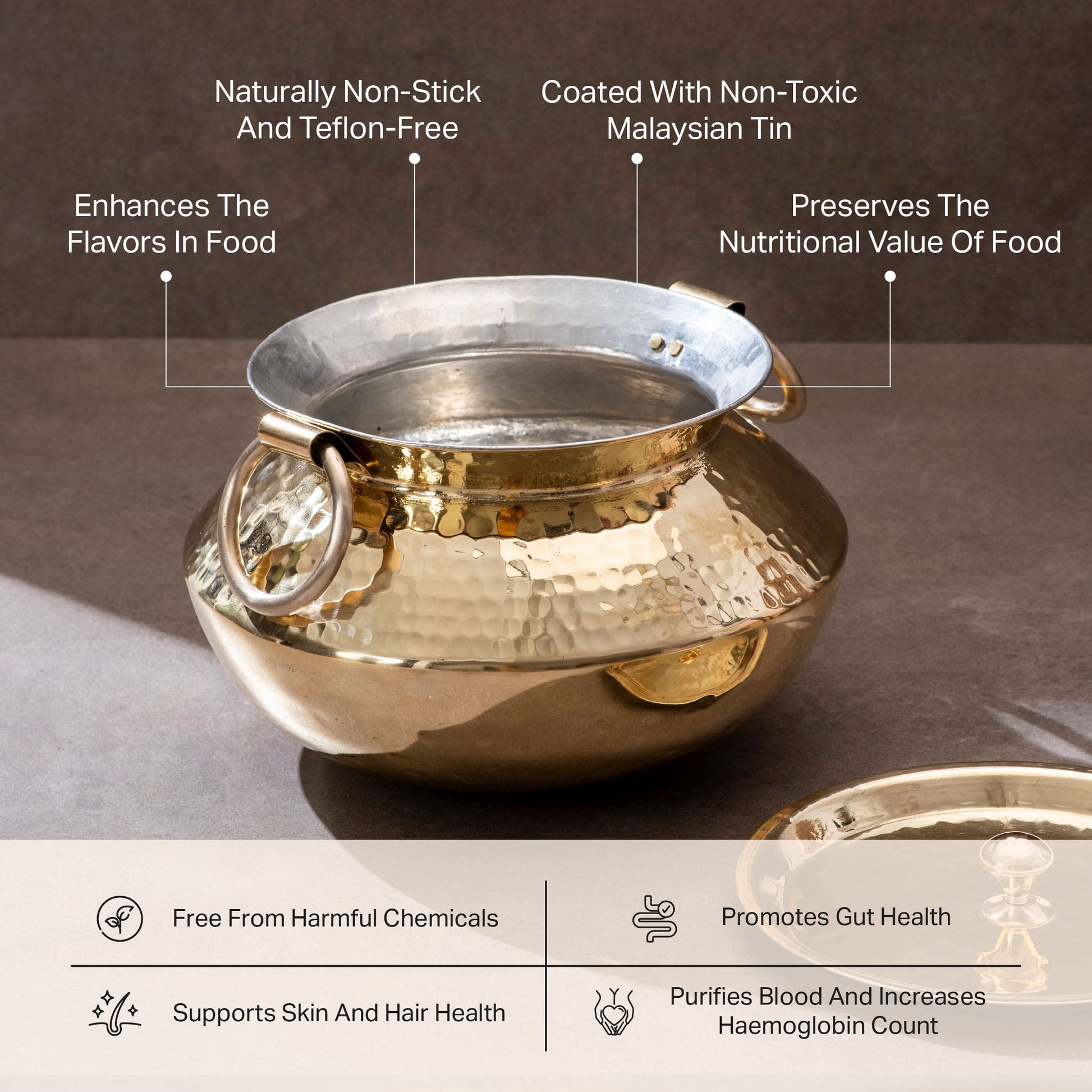 Brass Indian Style Wok/ Brass Soup Pot P-TAL