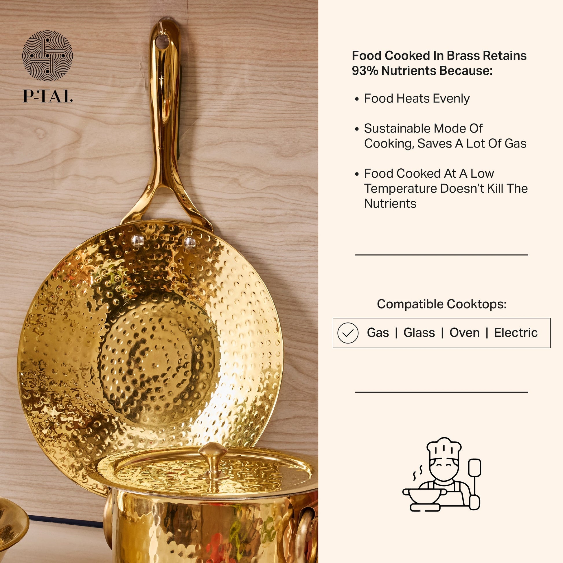 Brass Roti Tawa with Insulated handles- Tawa/Griddle Pan P-TAL