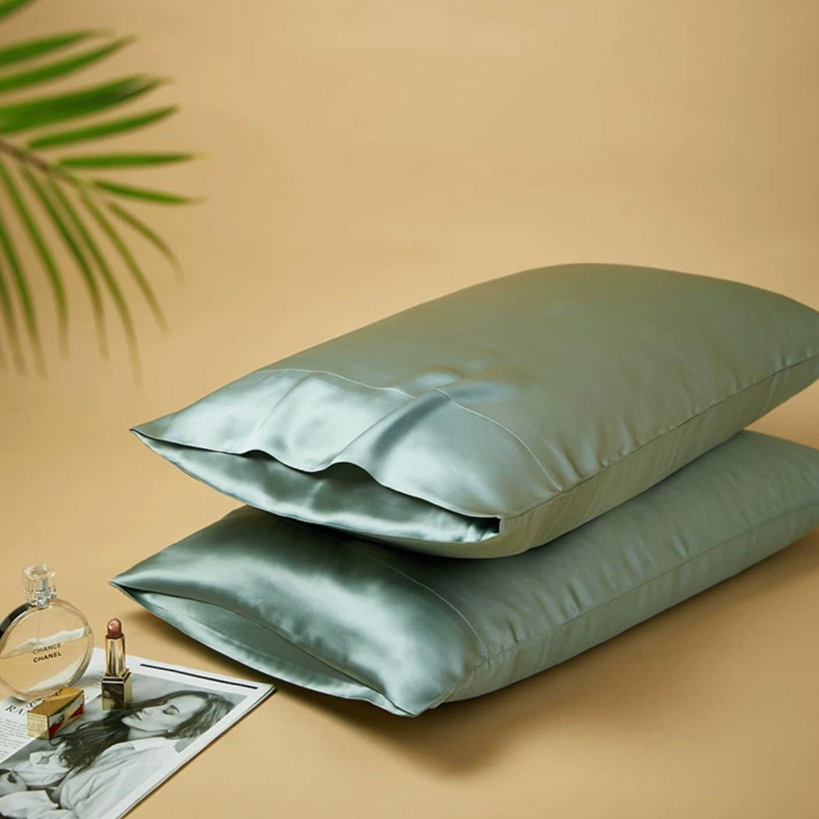 6A Grade Organic Mulberry Silk Pillowcase for Better Skin & Hair - 30 Momme. Pure Silk on Both Sides - 6A Grade Organic Mulberry Silk Pillowcase - Sage Green - INSPECIAL HOME