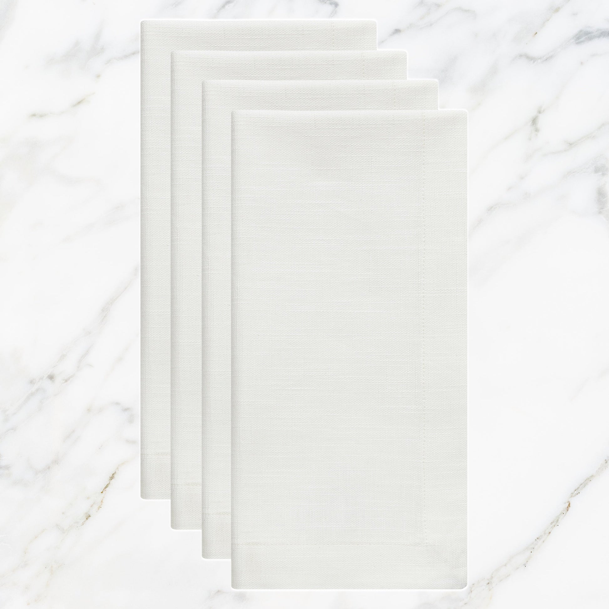 NP-4808-2020_1|Set of 4 crisp white linen-blend cloth dinner napkins for elegant table settings. Reusable and stylish dining.
