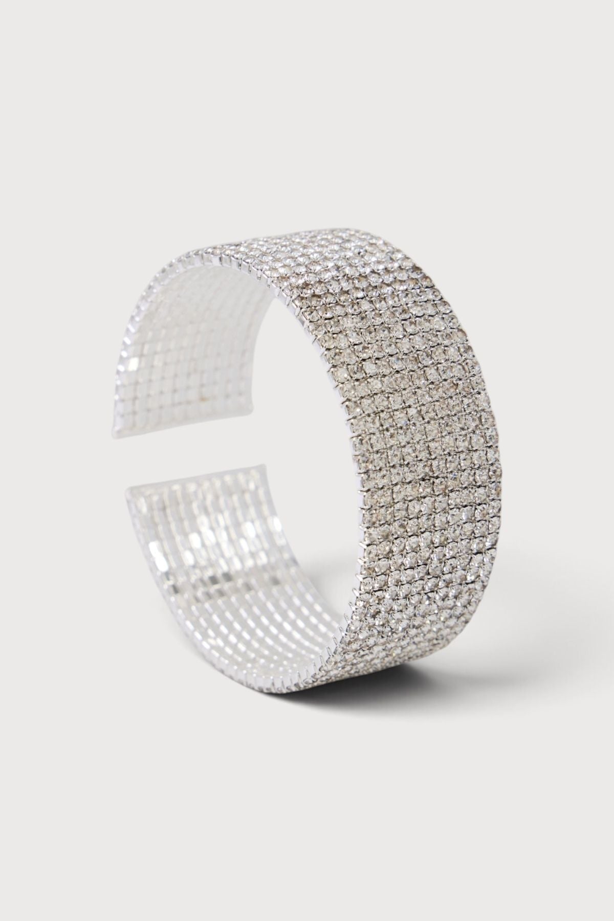 Crystal Row Cuff Bracelet - Silver