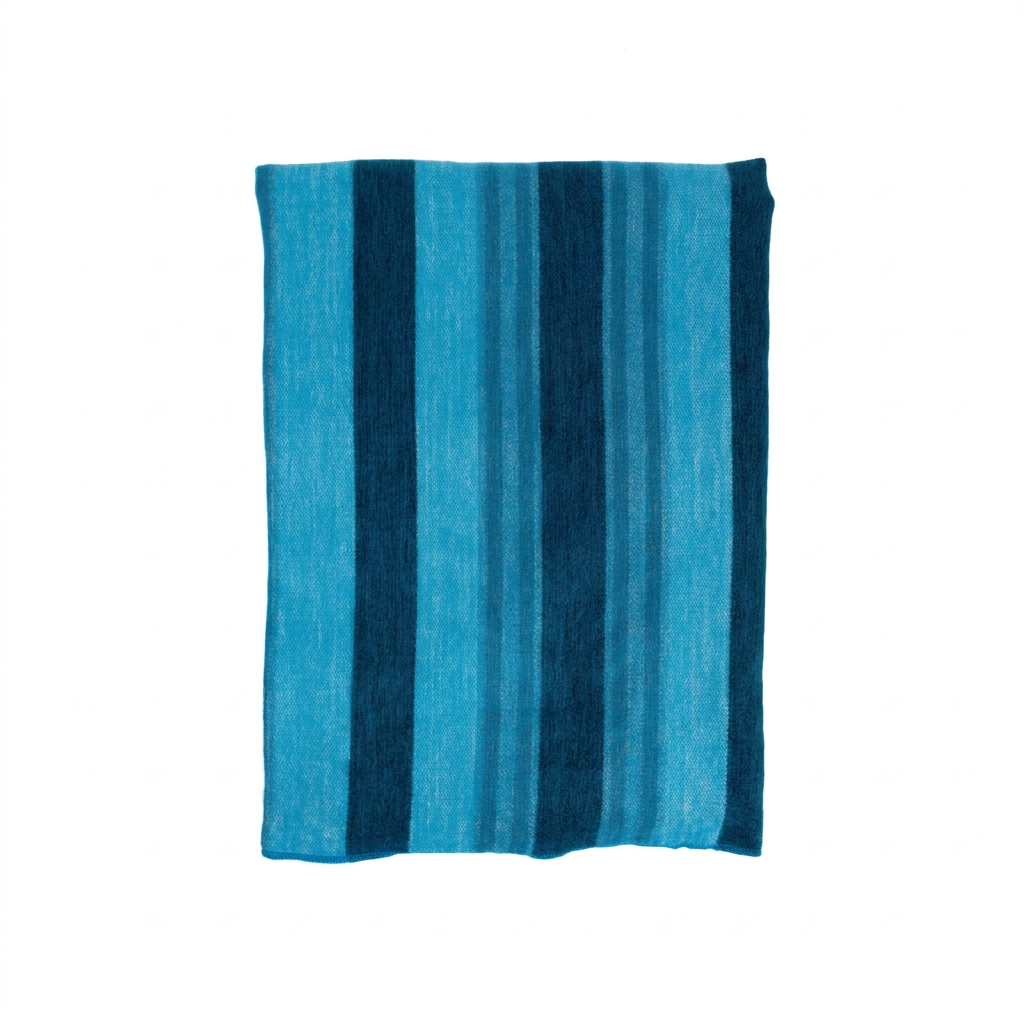 Lustrous Blue handwoven alpaca throw blanket, Nawi Collection, made in Ecuador
