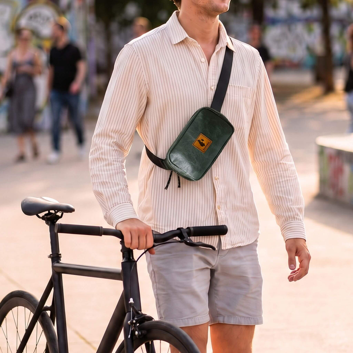 Vegan Leather Crossbody Belt Bag Ecodunia #color_forest-green