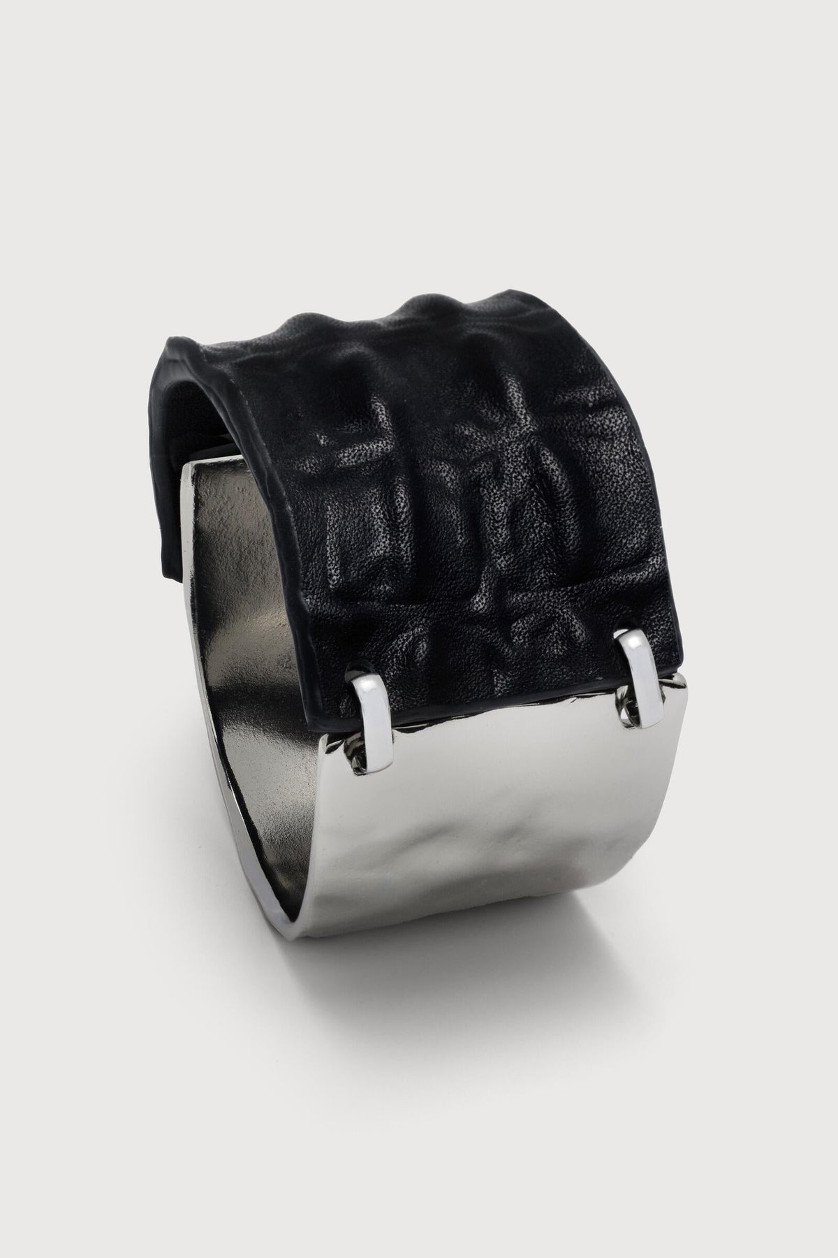 Wild Ways Metal Leather Hook Bracelet - Silver