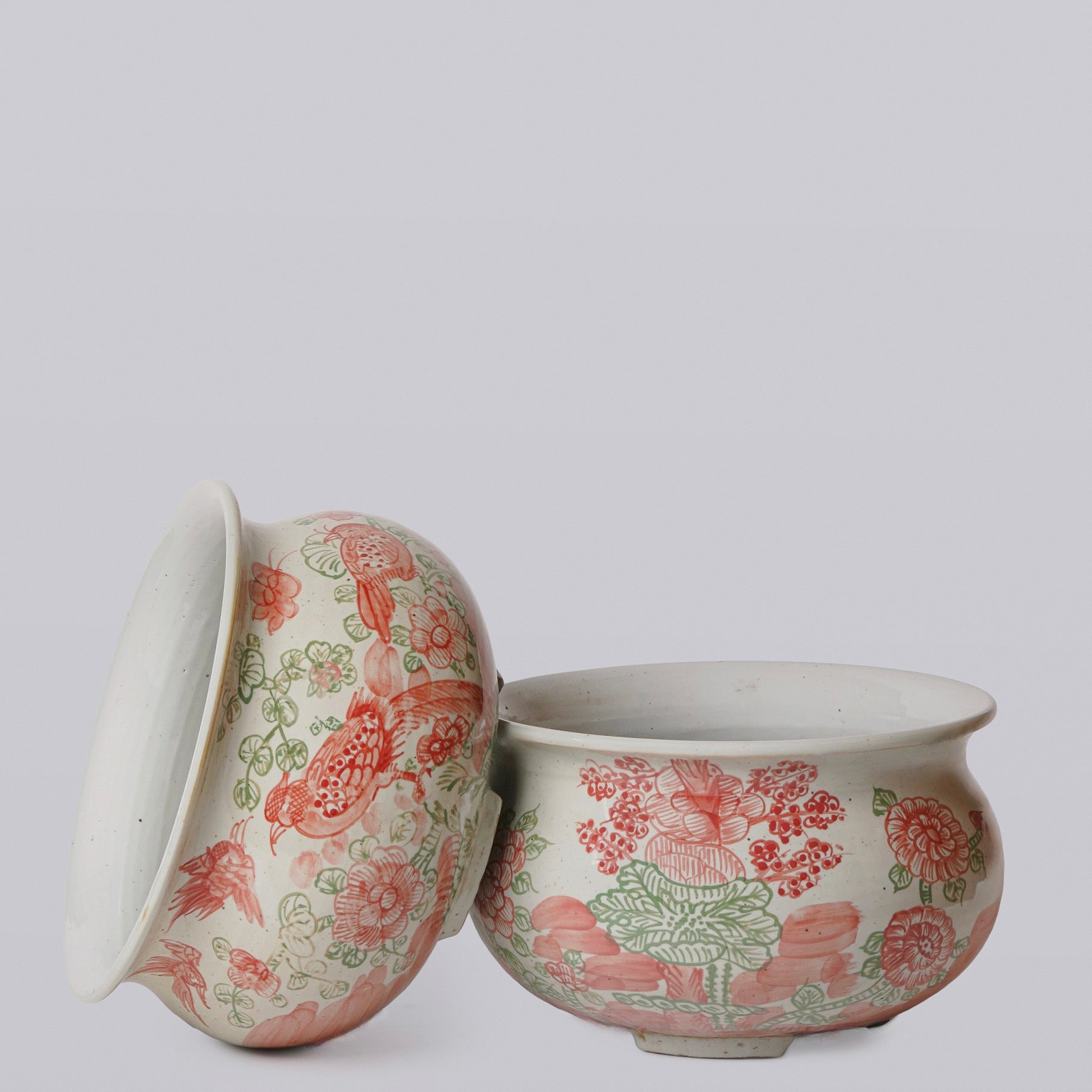 Rustic Four Seasons Porcelain Bulbous Cachepot - Thumbnail 3