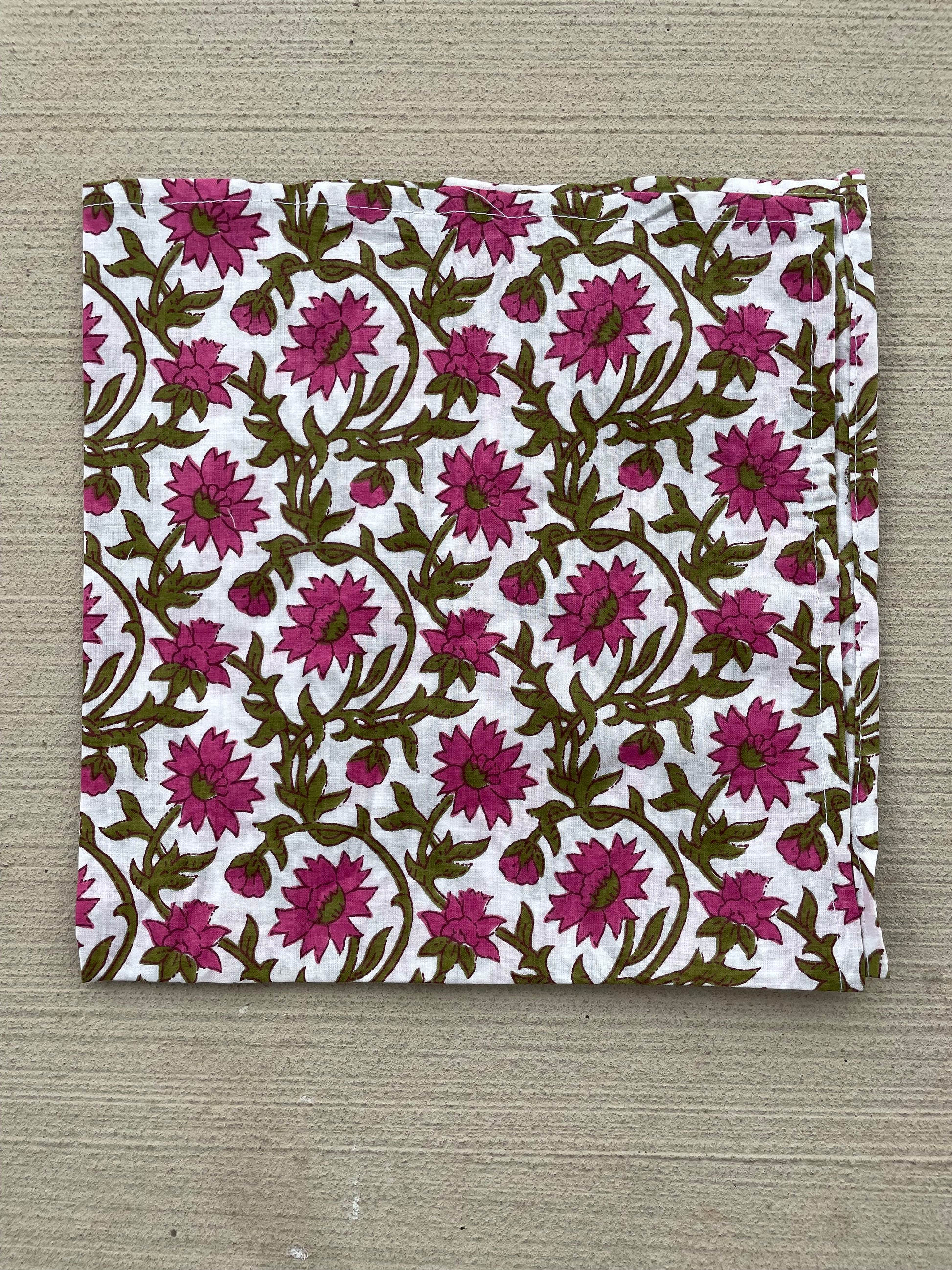 Bandana Scarf - Darlington Floral Raspberry Square Flat lay