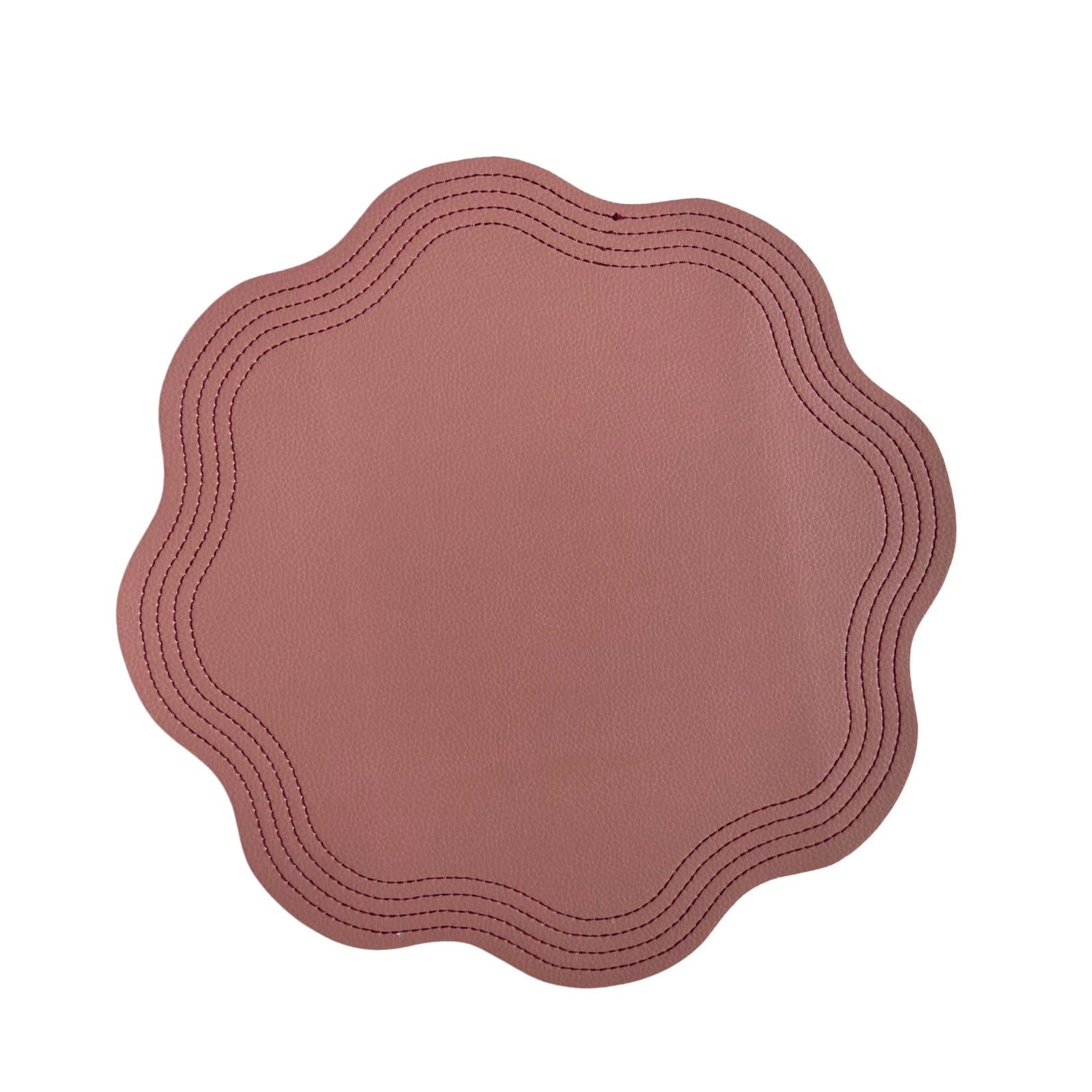 Double-sided reversible faux leather placemat in rose by Talah Home — modern wipeable table decor